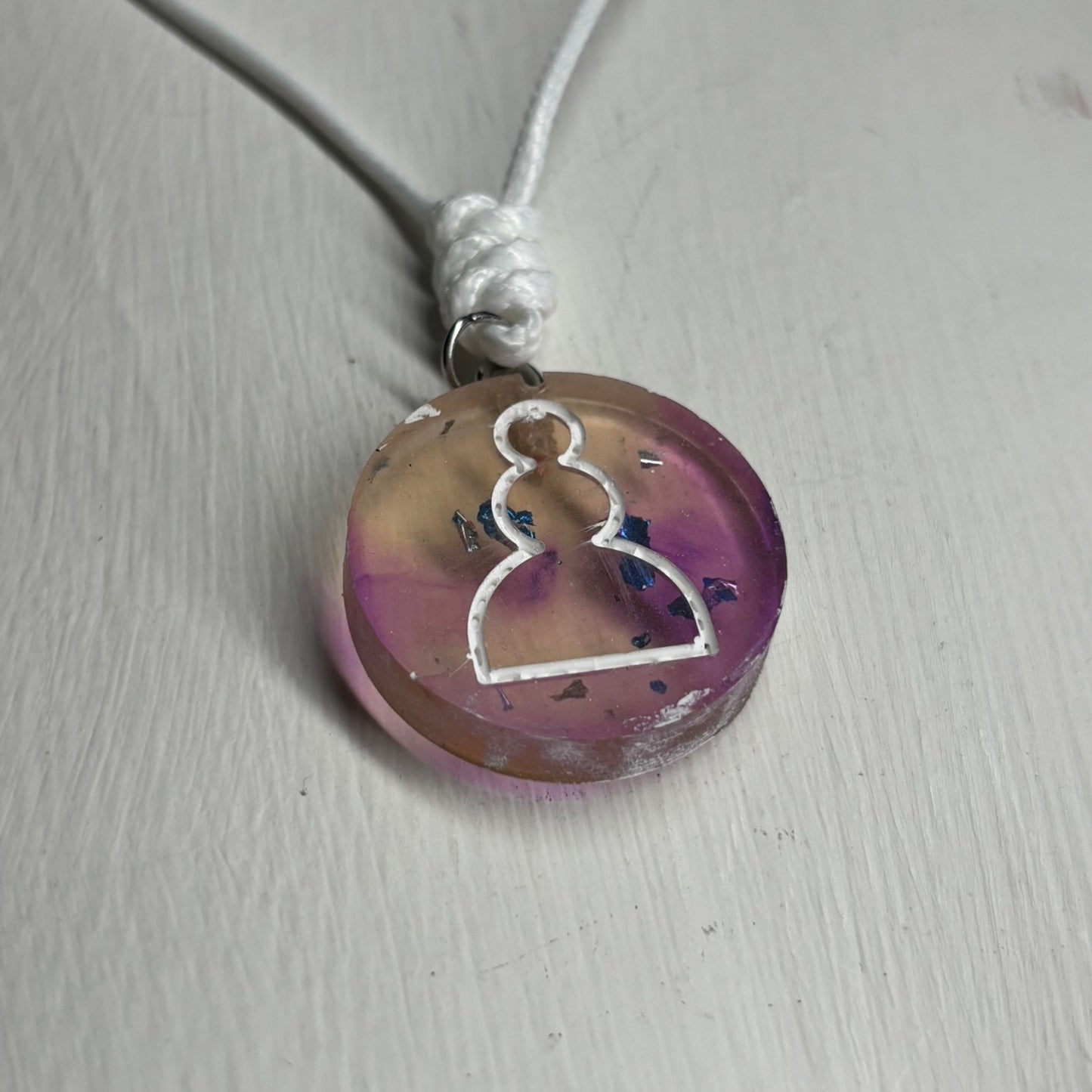 Cosmic Purple Pawn - Handmade Resin Chess Necklace