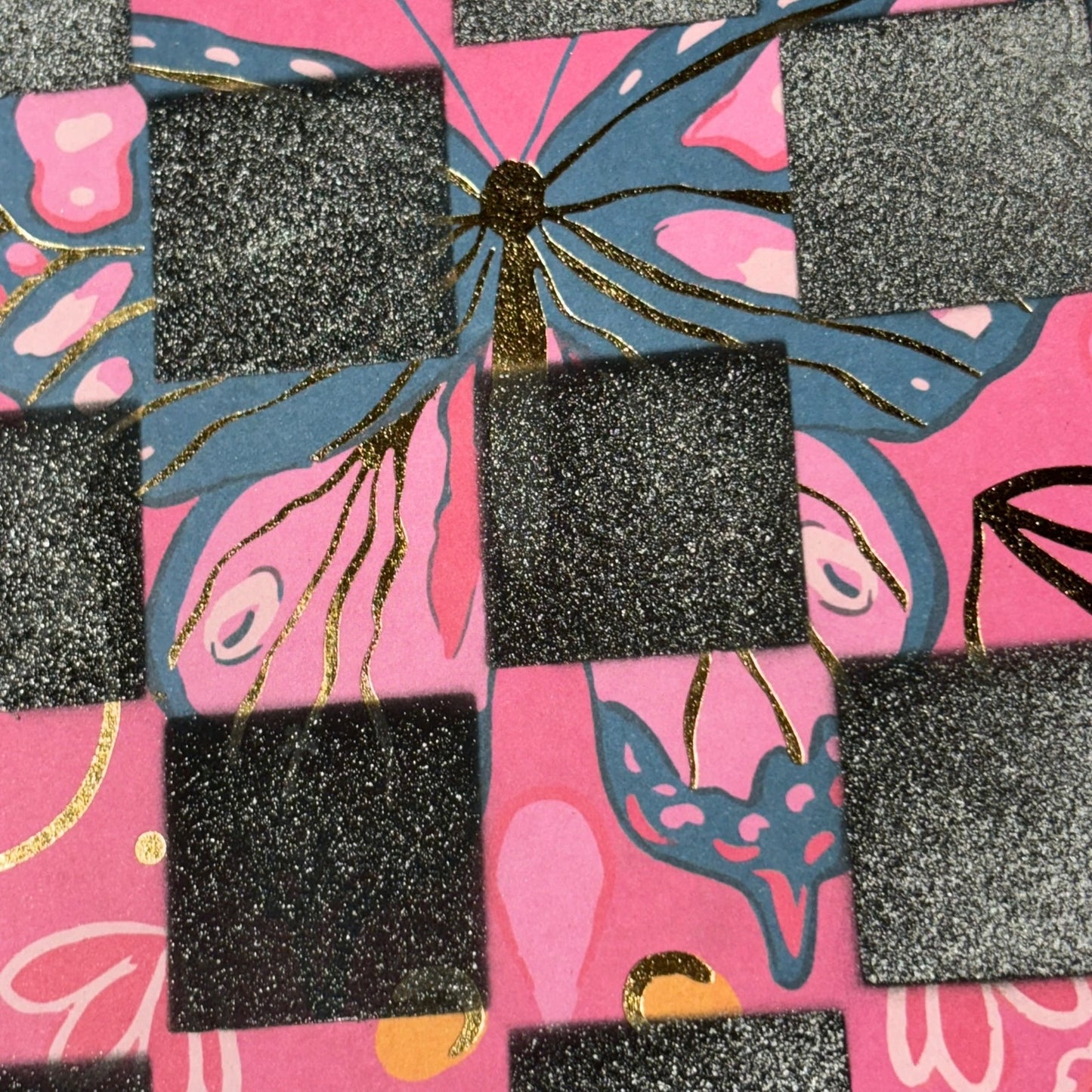 Pink & Black Butterfly - Scrapbook Chess Board