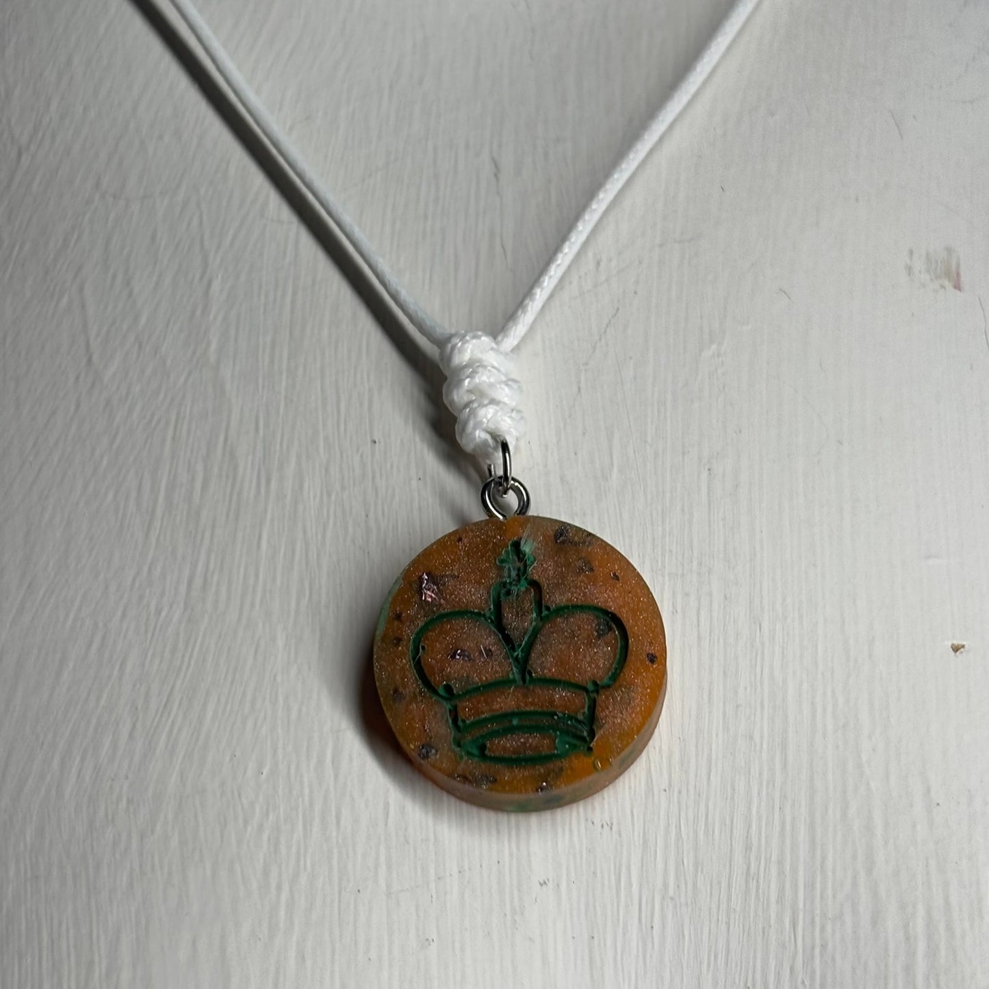 Green King Ember - Handmade Resin Chess Necklace - Flat Edition