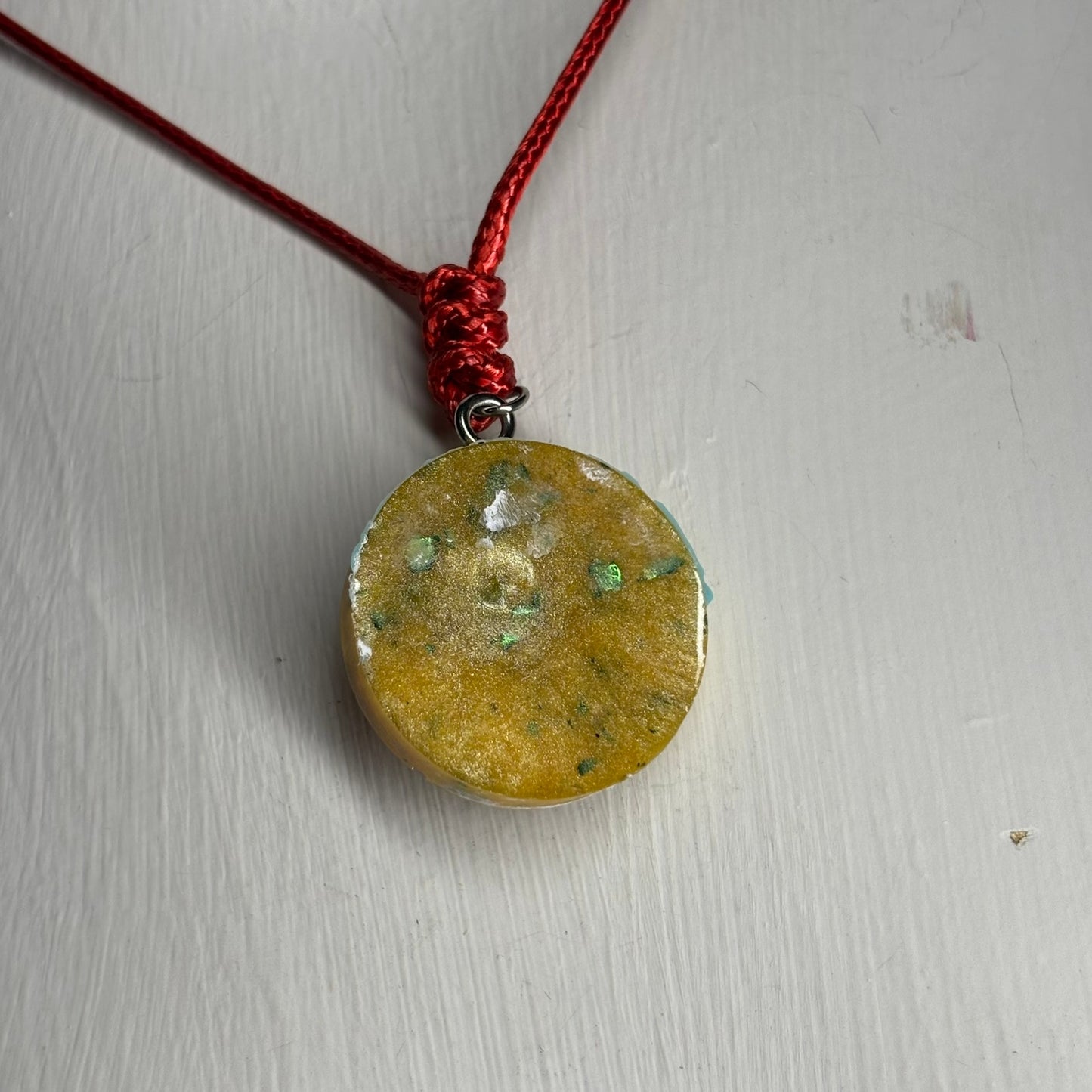 Grassy Yellow Rook - Handmade Resin Chess Necklace