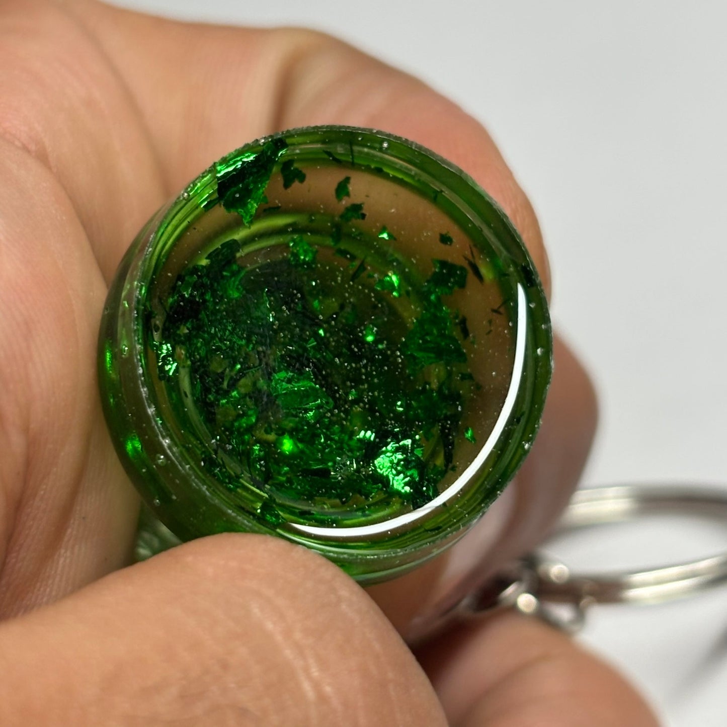 Green Translucent Rook - Handmade Resin Keychain