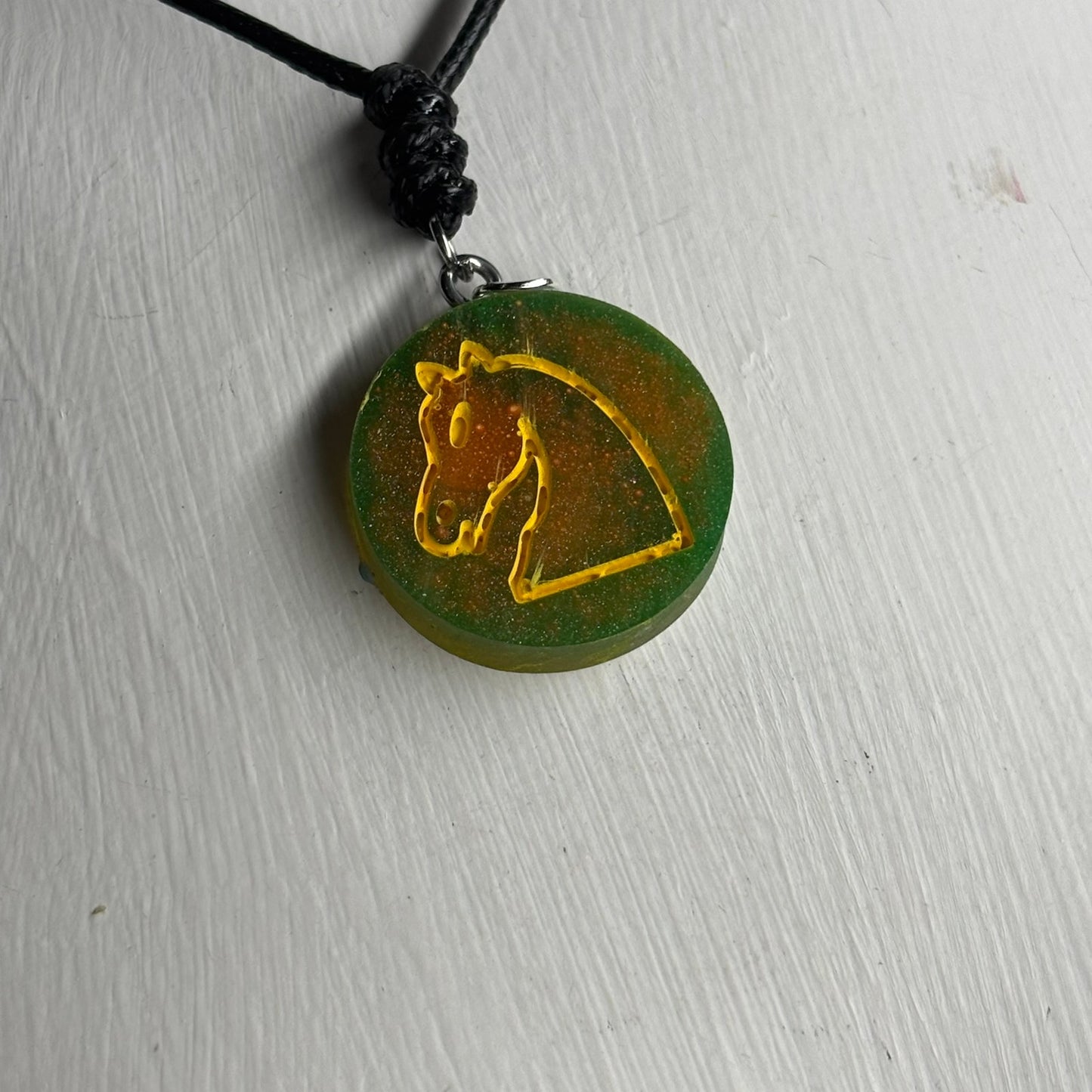 Green Mist Knight - Handmade Resin Chess Necklace