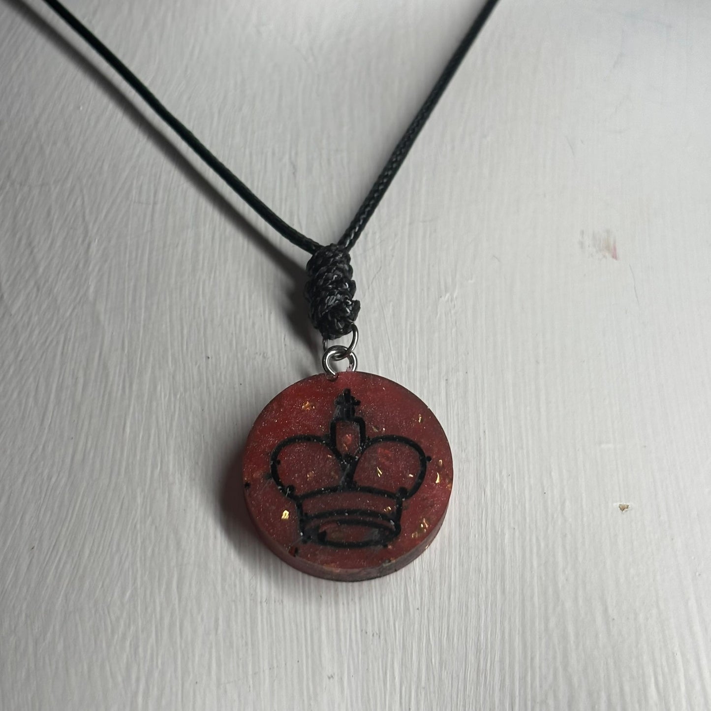 Crystal Red King - Handmade Resin Chess Necklace