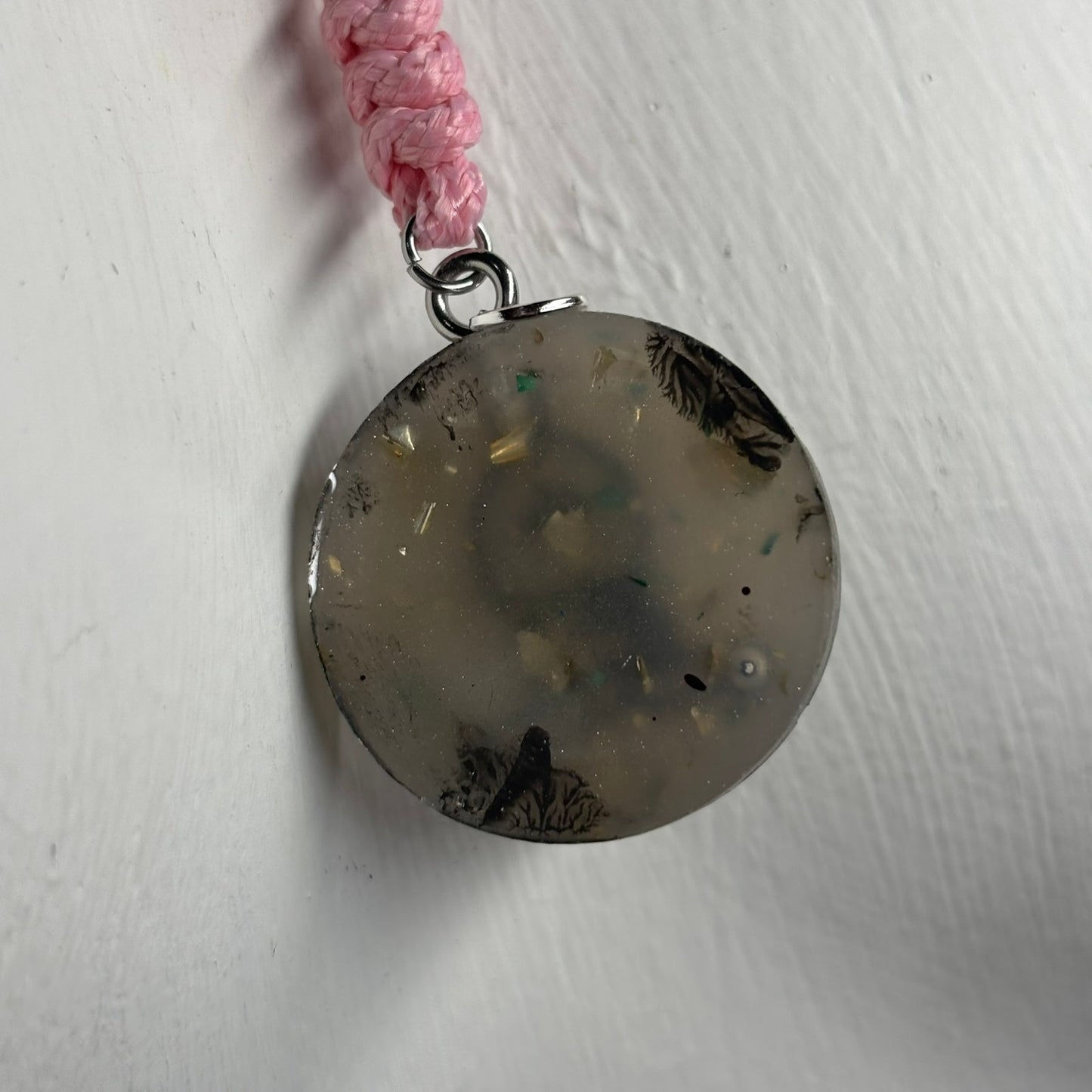 Silver Pink Bishop - Handmade Resin Chess Necklace