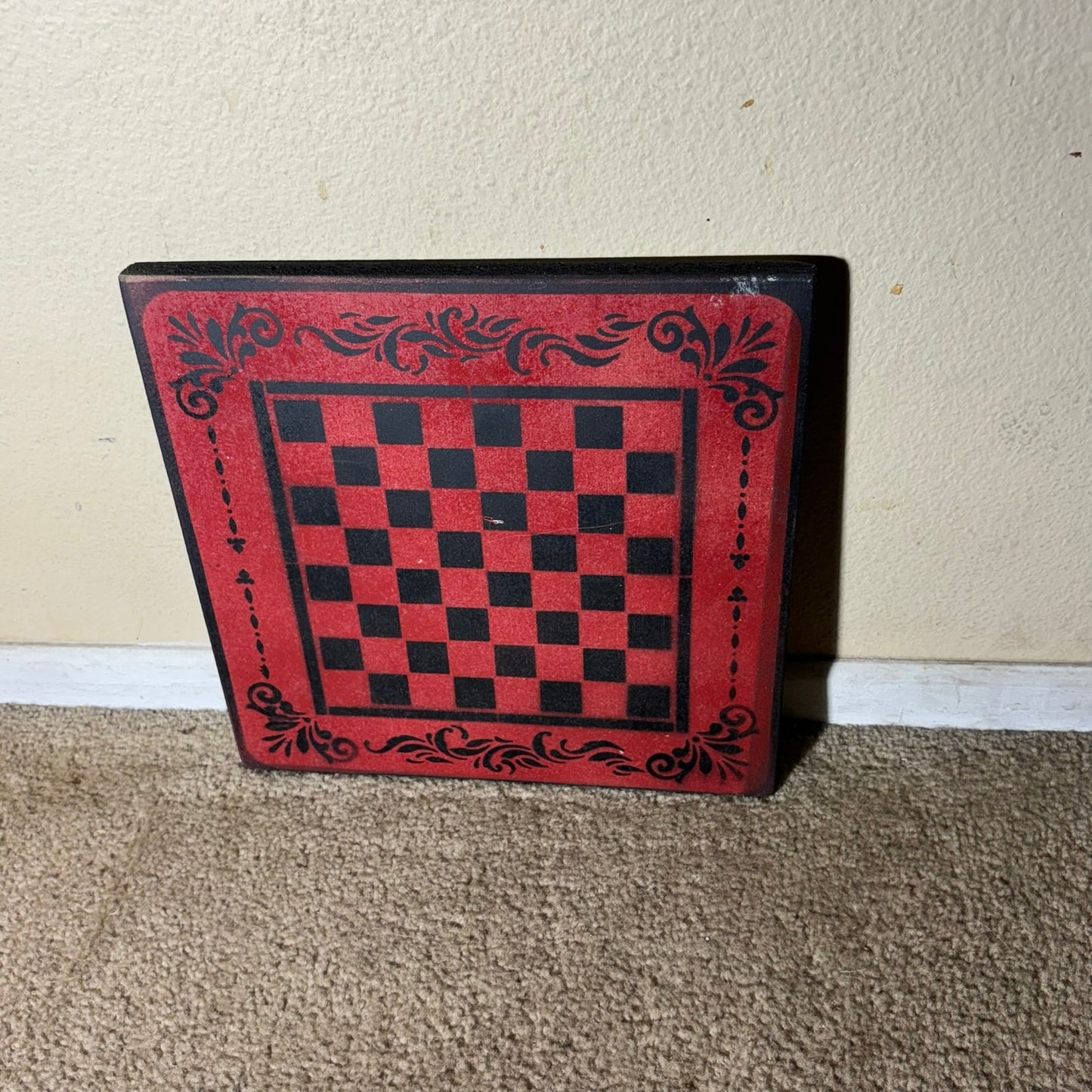 Red & Black - Painted Chess Board