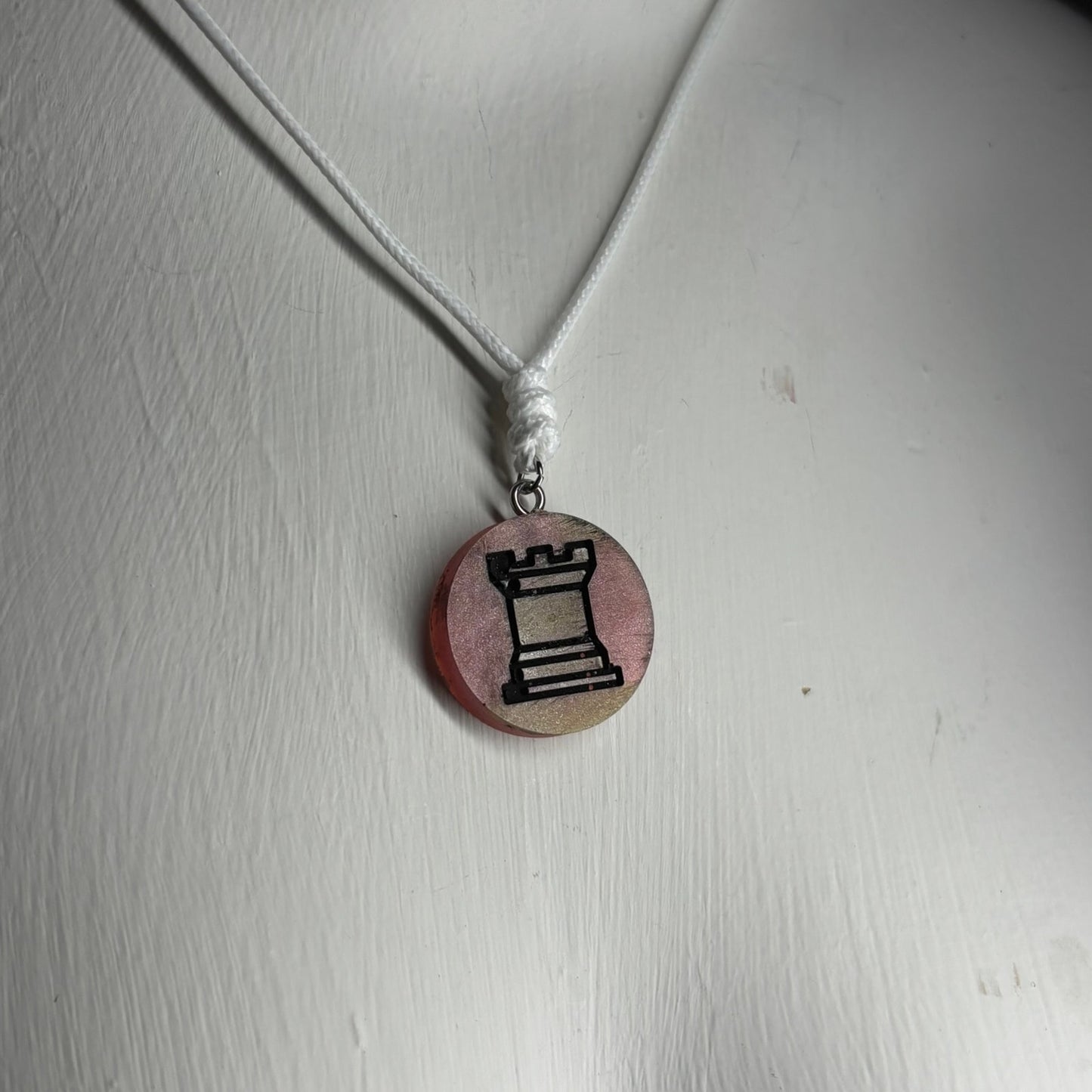 Rotten Red Rook - Handmade Resin Chess Necklace