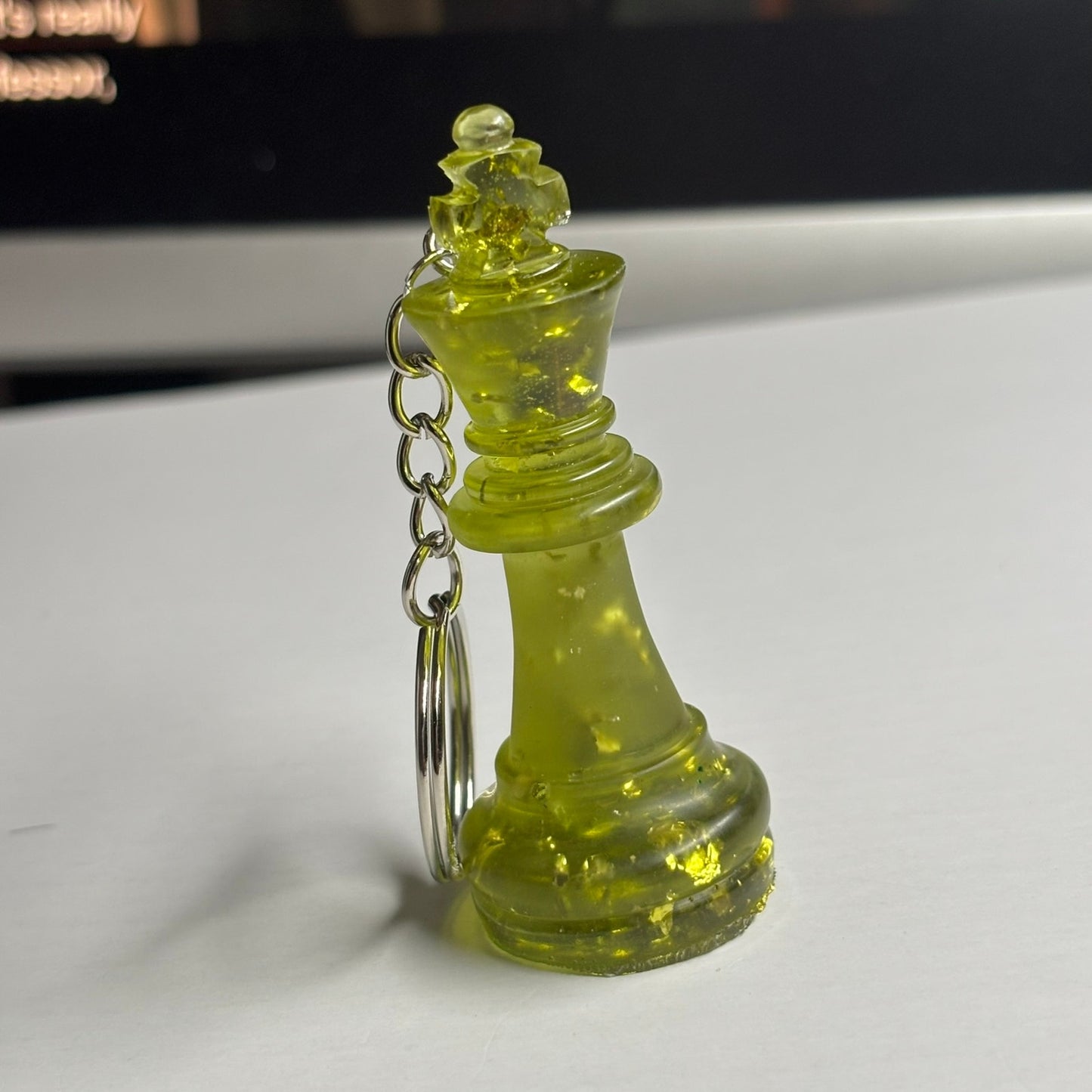 Lime Green King - Handmade Resin Keychain