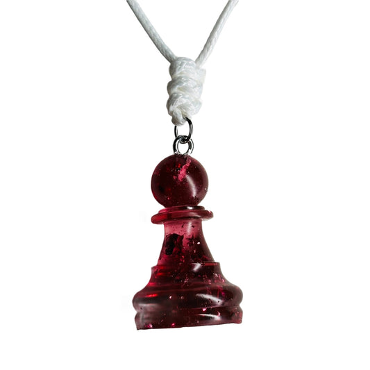 Red Crystal Pawn - Handmade Resin Chess Necklace