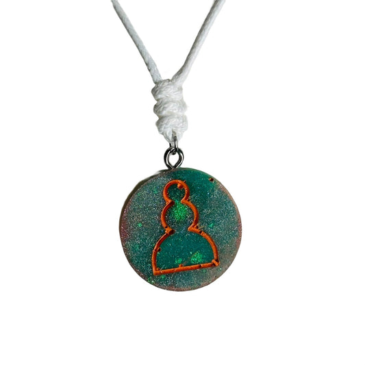 Aqua Green Pawn - Handmade Resin Chess Necklace
