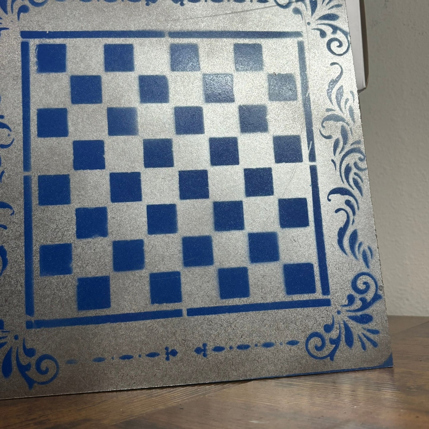 Chrome Blue - Painted Chess Board