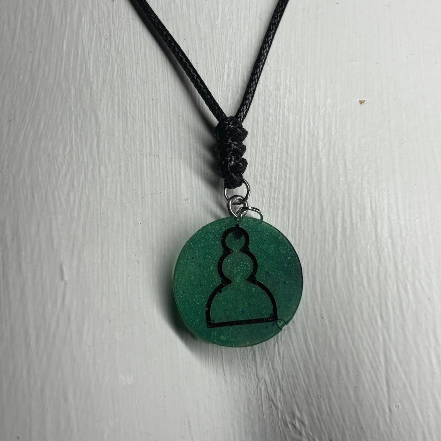 Green pawn - Handmade Resin Chess Necklace
