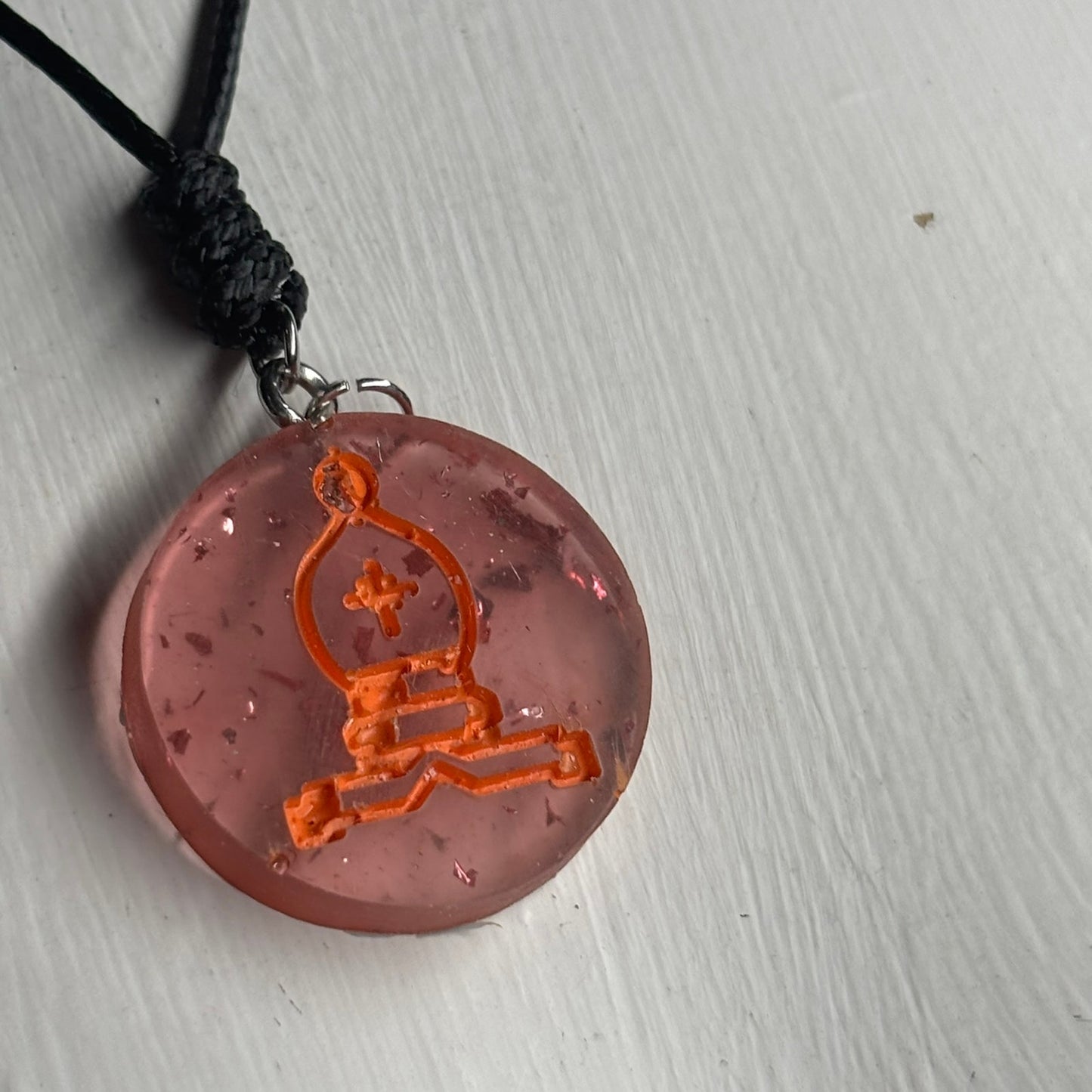 Fading Red Bishop - Handmade Resin Chess Necklace