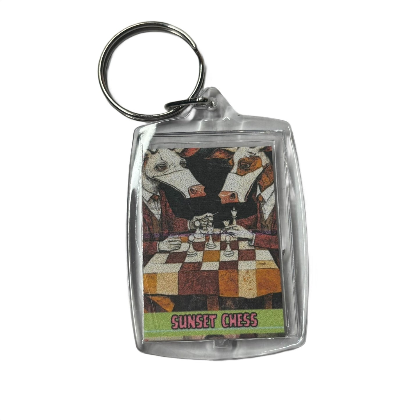 Cows Collide - Chess  Photo Keychain