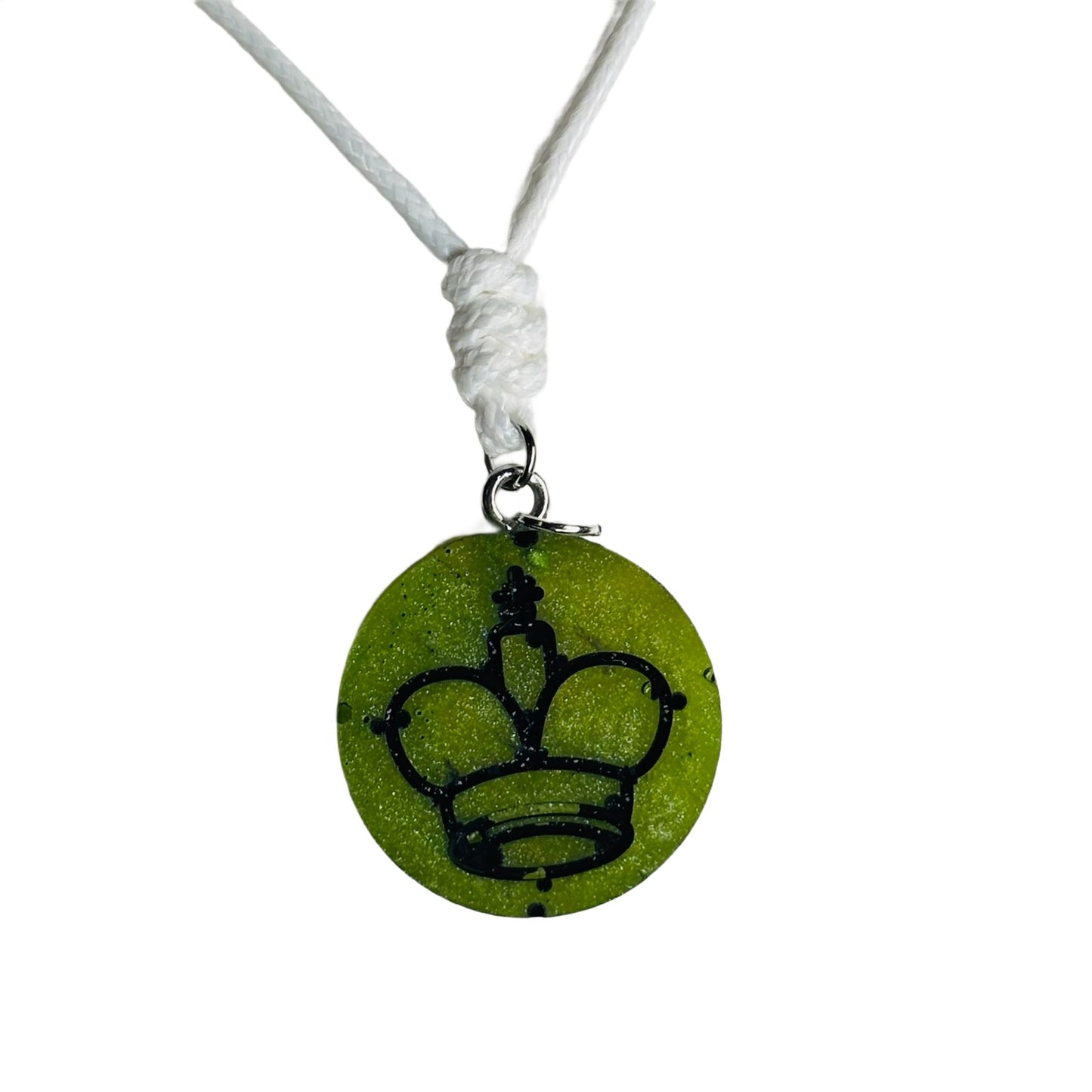 Green King - Handmade Resin Chess Necklace