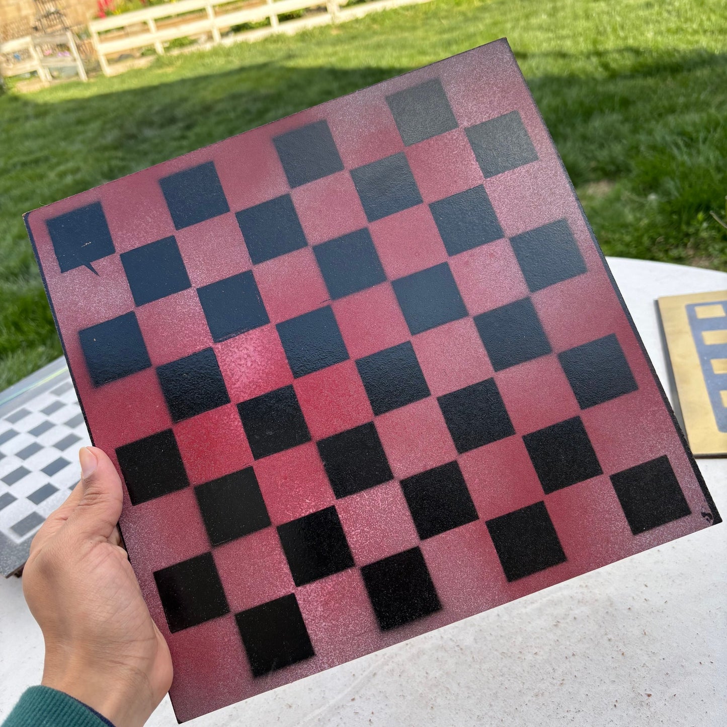 Burgundy Red - Painted Chess Set