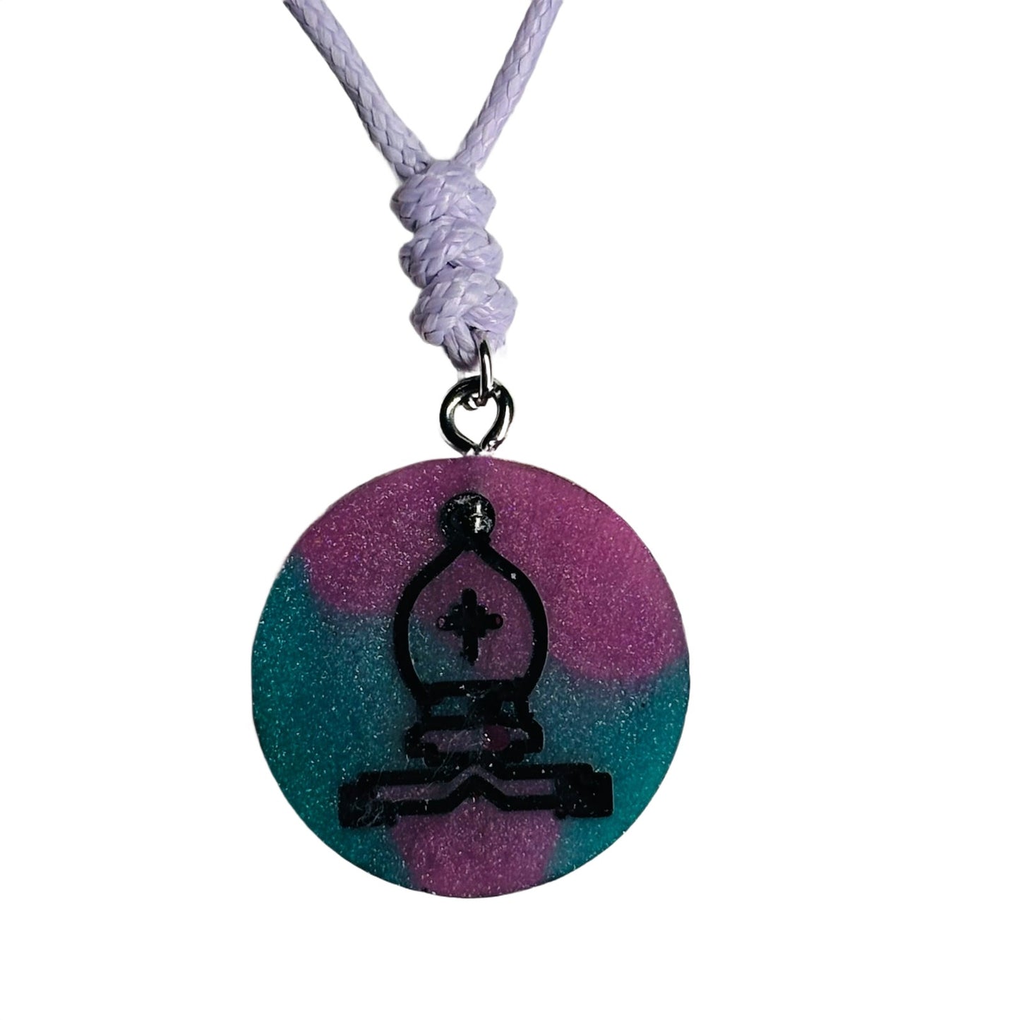 Purple Swindle Bishop - Handmade Resin Chess Necklace