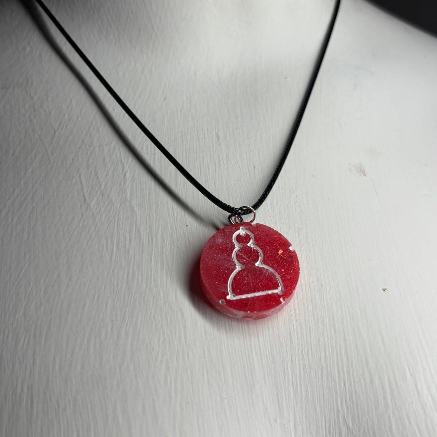 Cherry Red Pawn - Handmade Resin Chess Necklace