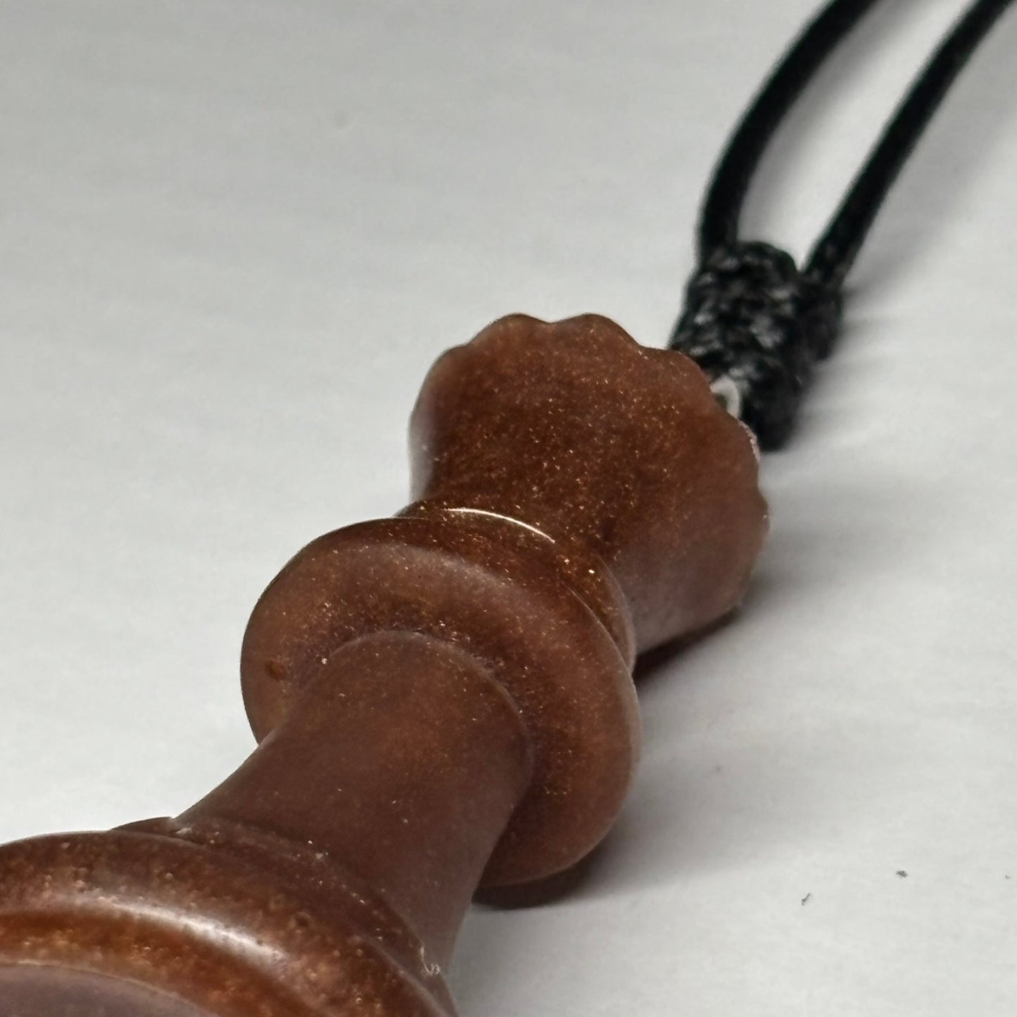 Bronze Brown Queen - Handmade Resin Chess Necklace