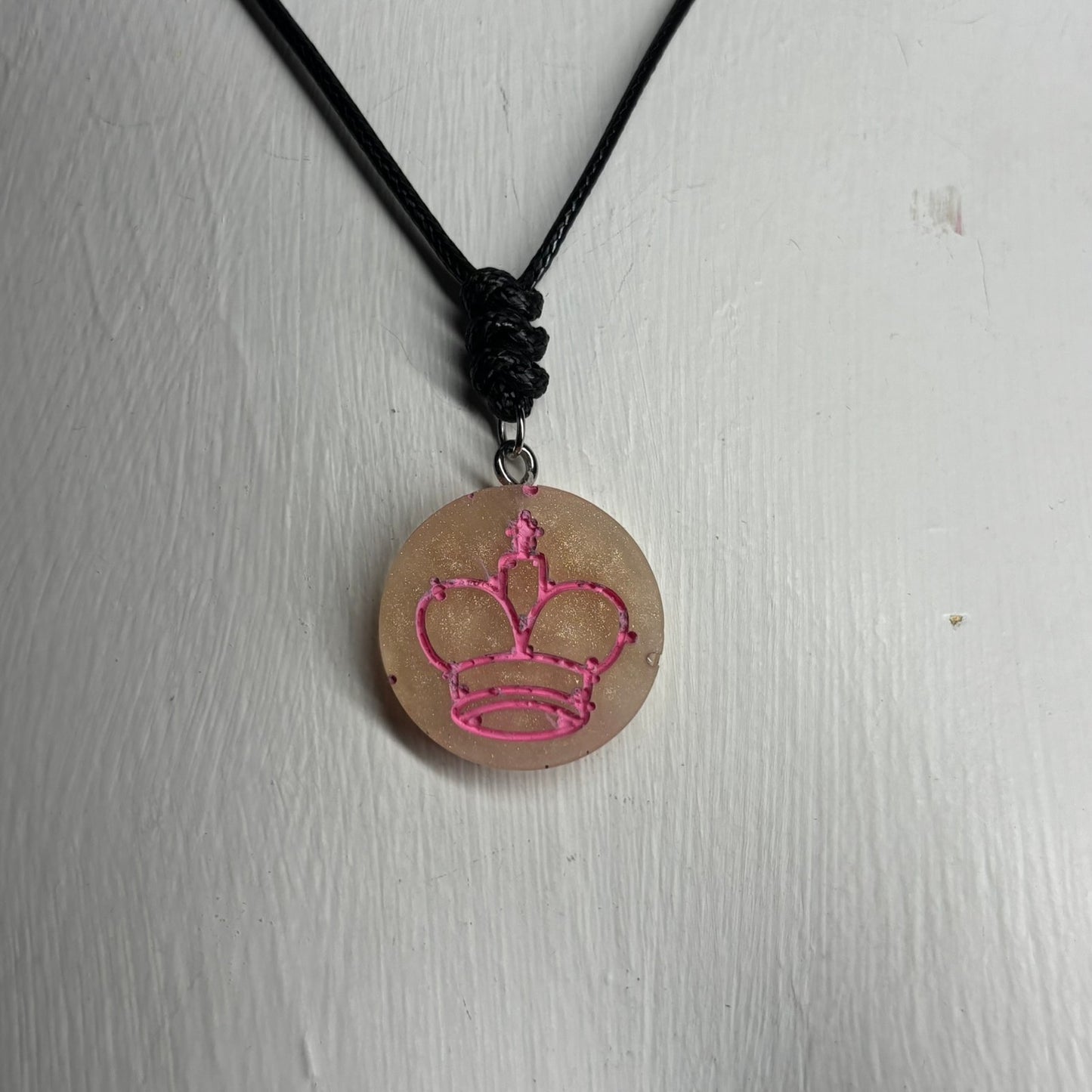 Pink Print King - Handmade Resin Chess Necklace