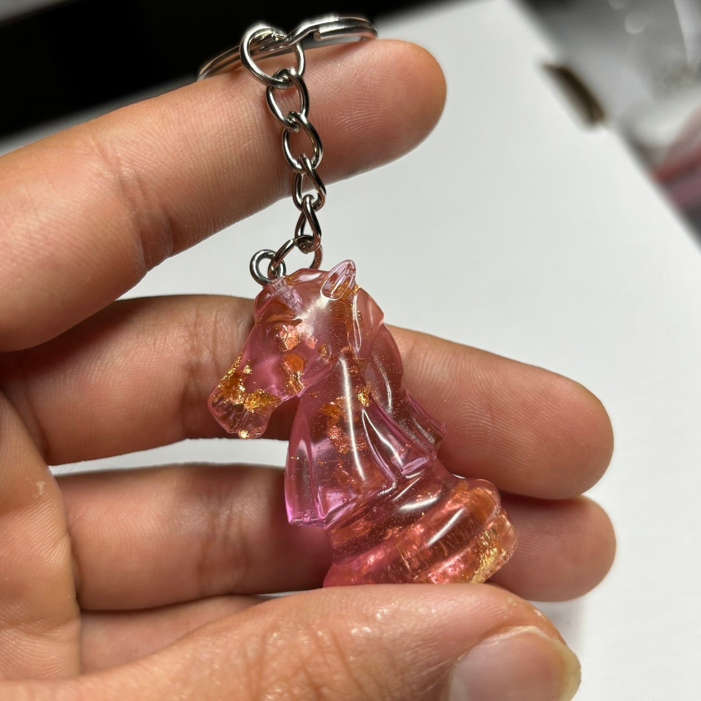 Fabulous Pink Knight - Handmade Resin Keychain