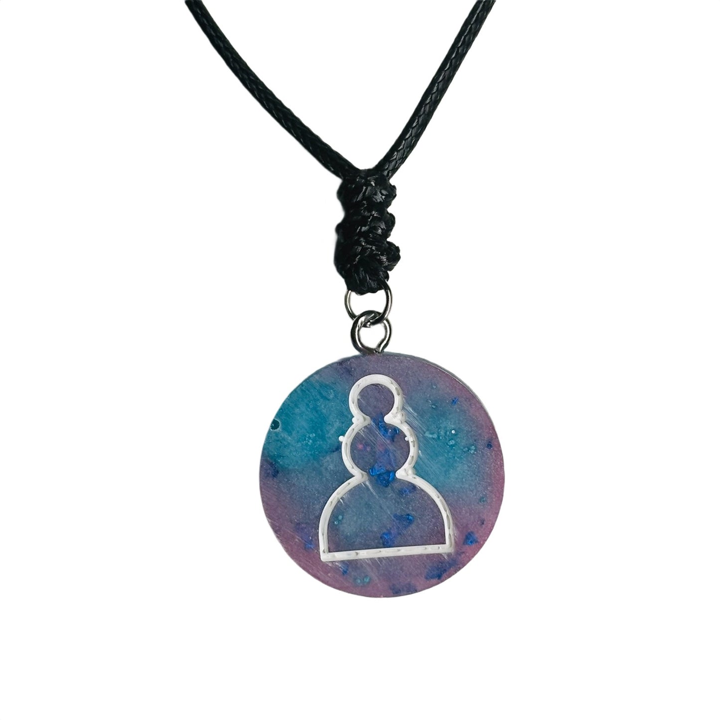 Purple Blue Pawn - Handmade Resin Chess Necklace