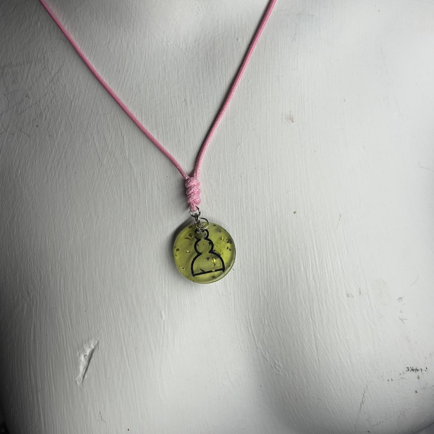 Green Crystal Pawn - Handmade Resin Chess Necklace
