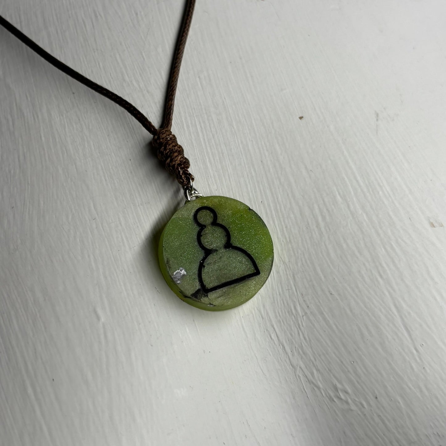 Simple Green Pawn - Handmade Resin Chess Necklace