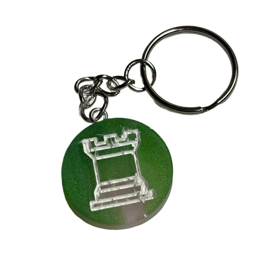 Green Rook - Handmade Resin Keychain - Flat Edition