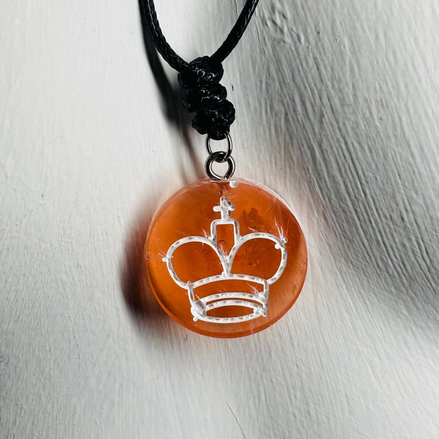 Orange King - Handmade Resin Chess Necklace