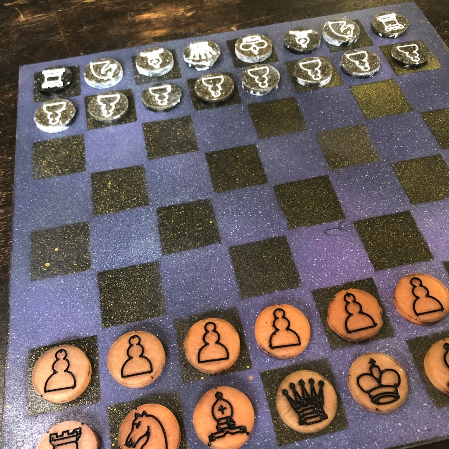 Purple Space - Painted Chess Set