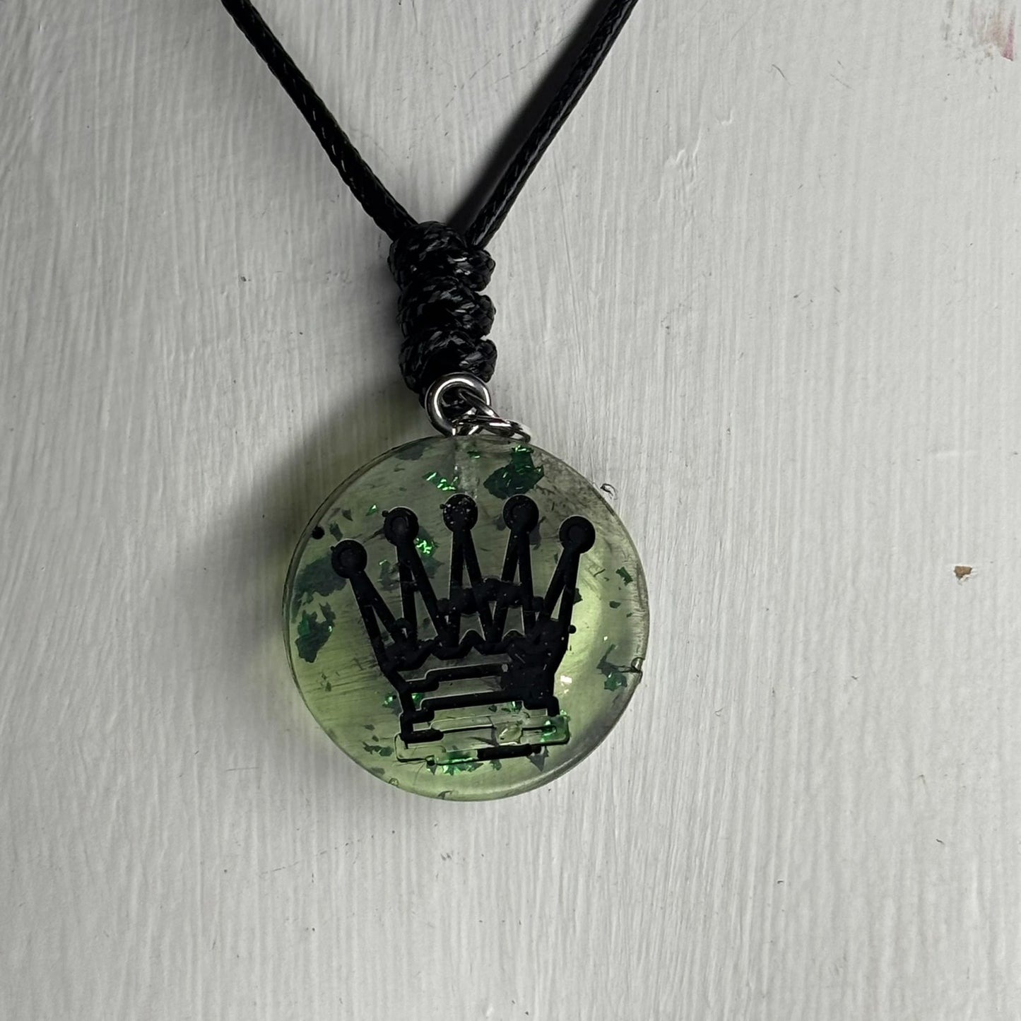 Fantastic Green Queen - Handmade Resin Chess Necklace