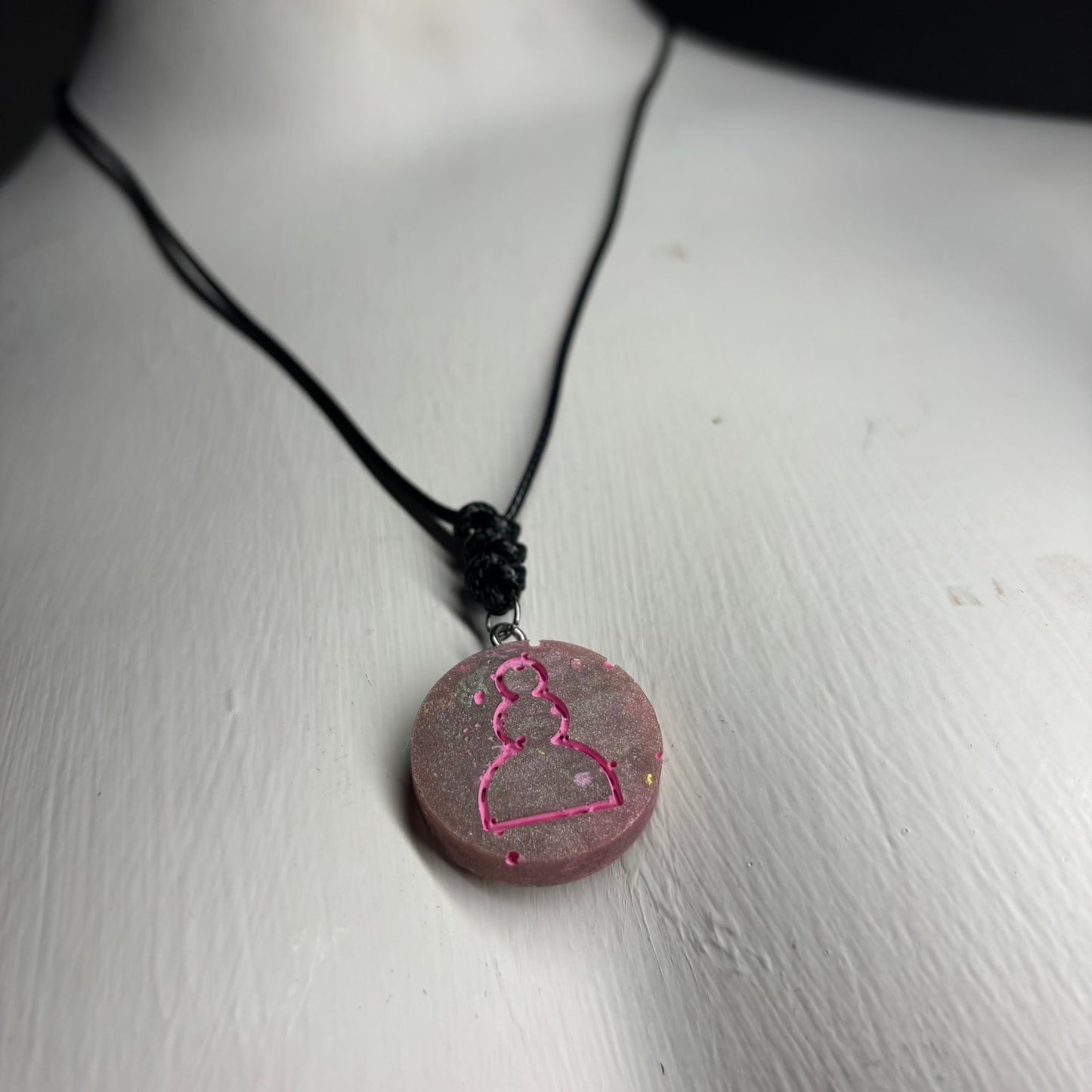 Pink Space Pawn - Handmade Resin Chess Necklace