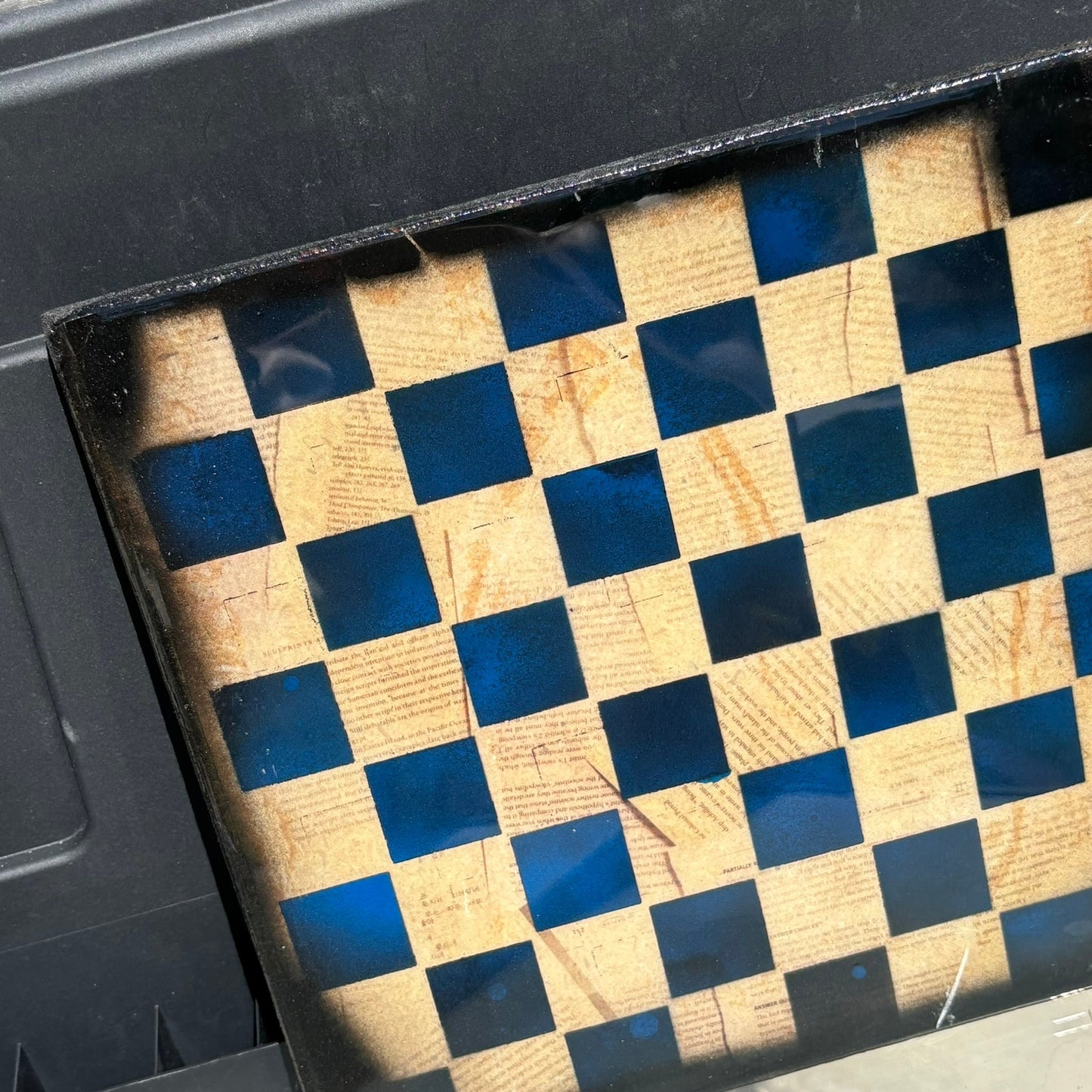 Blue Scrolls - Resin Coated Chess Board