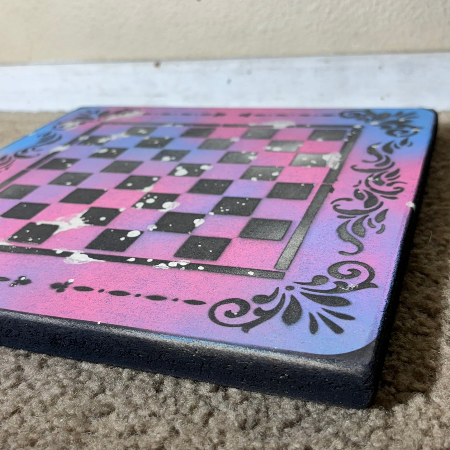 Space Purple  - Painted Chess Board