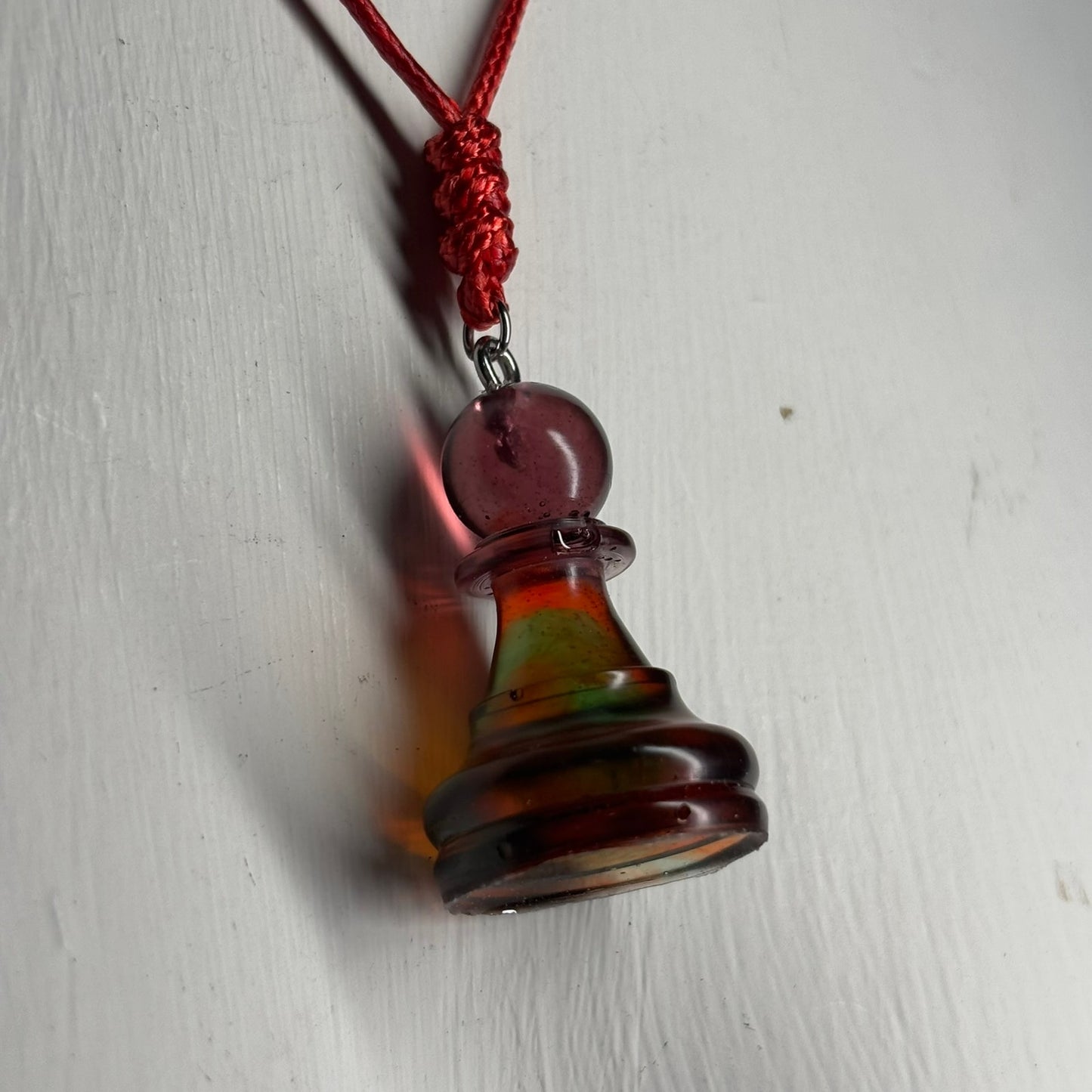 Translucent Red Pawn - Handmade Resin Chess Necklace