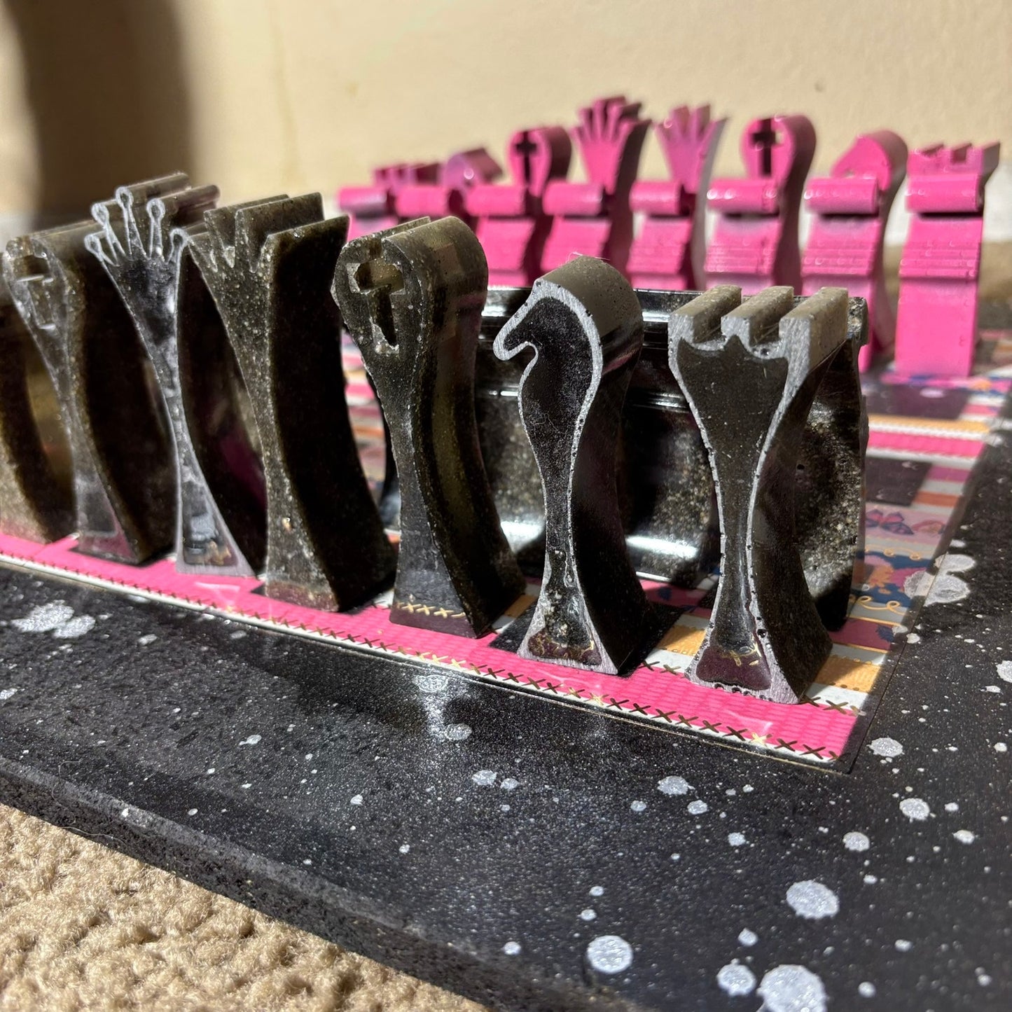 Pink Stripes - Large Deluxe Chess Set