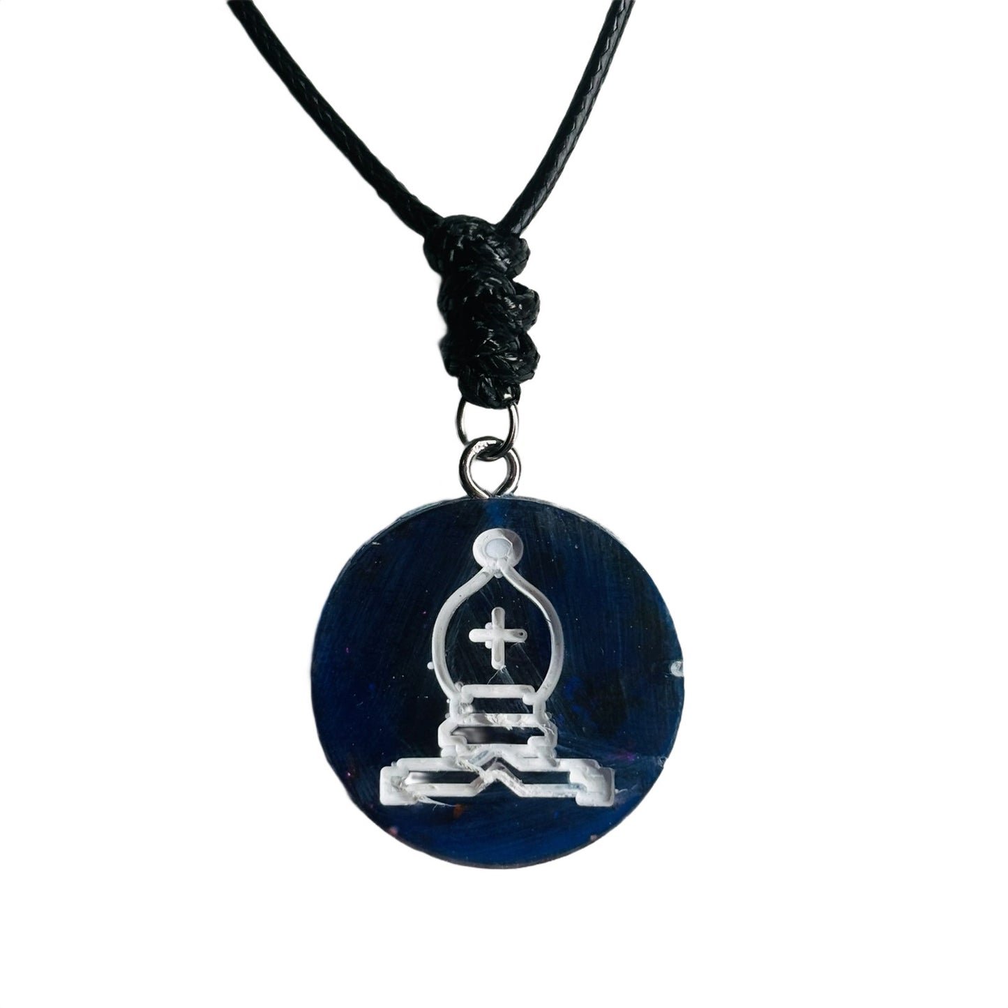 Dark Purple Bishop - Handmade Resin Chess Necklace