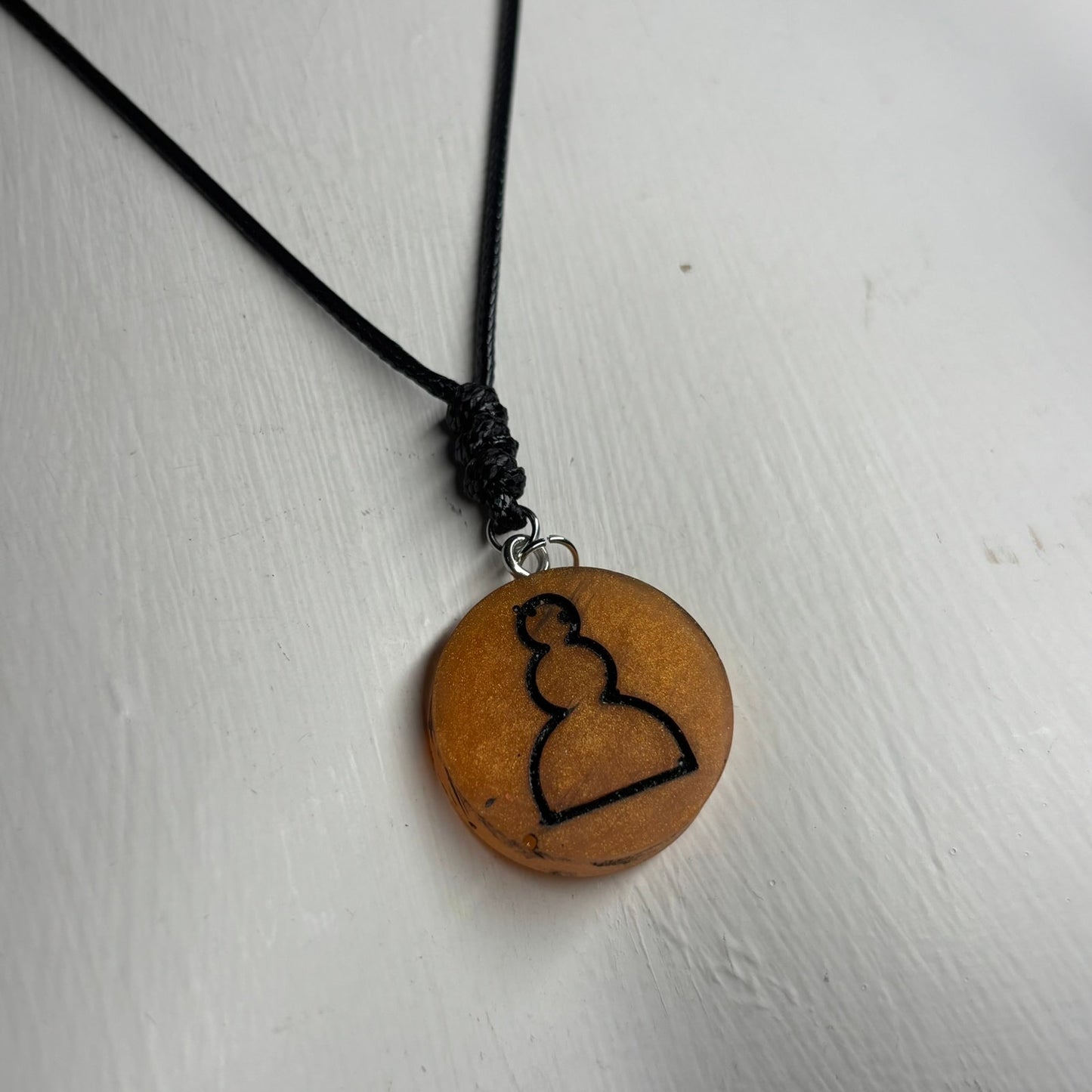 Orange Pawn - Handmade Resin Chess Necklace