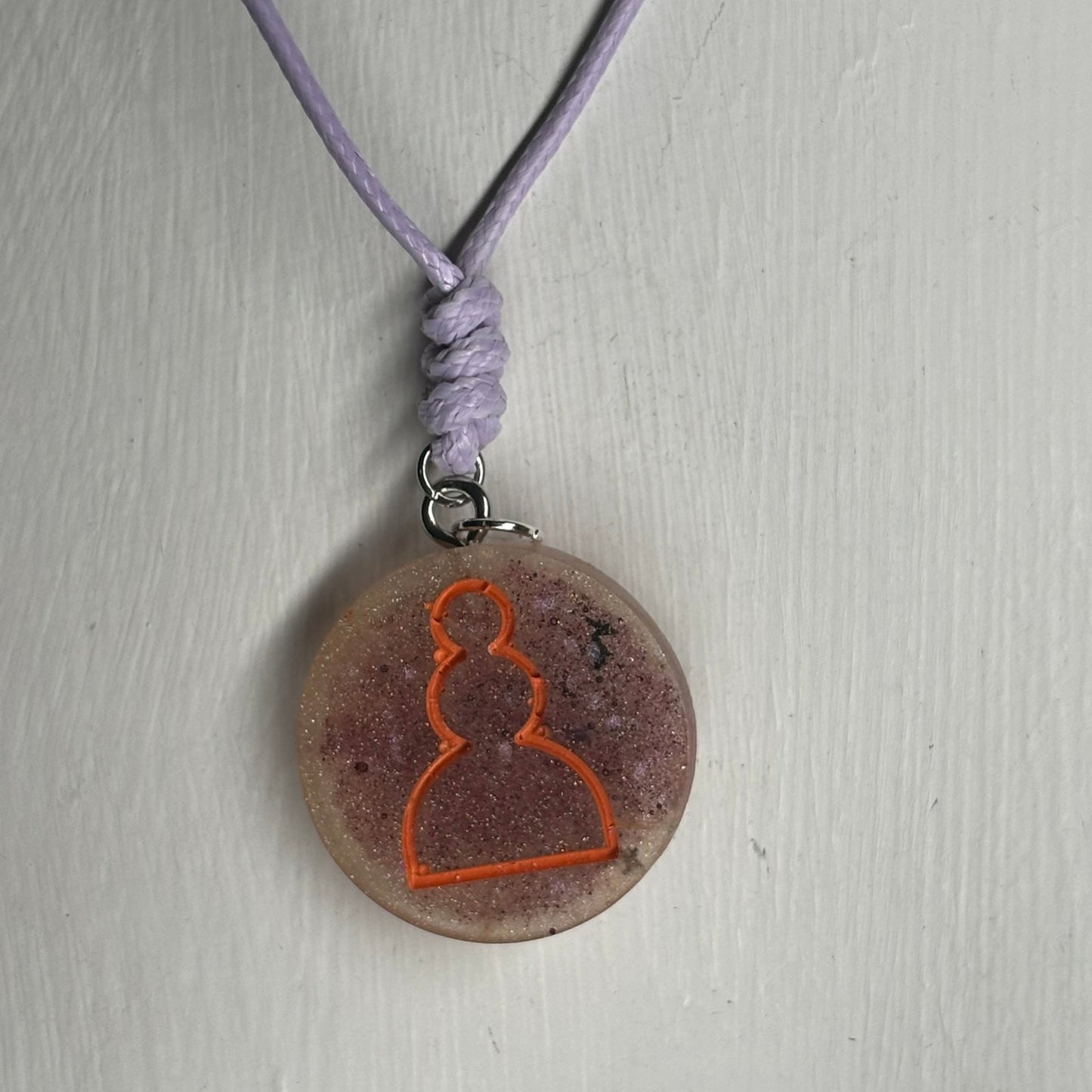 Vintage Orange Pawn - Handmade Resin Chess Necklace