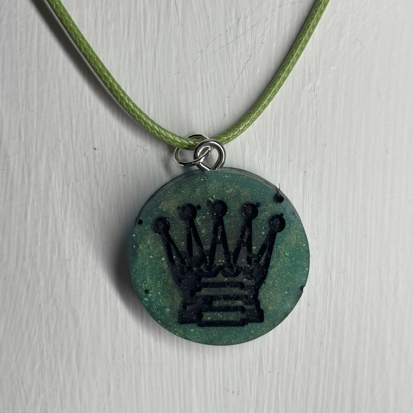Greens King - Handmade Resin Chess Necklace
