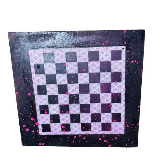 Pink Patterned Drip - Large Scrapbook Chess Board