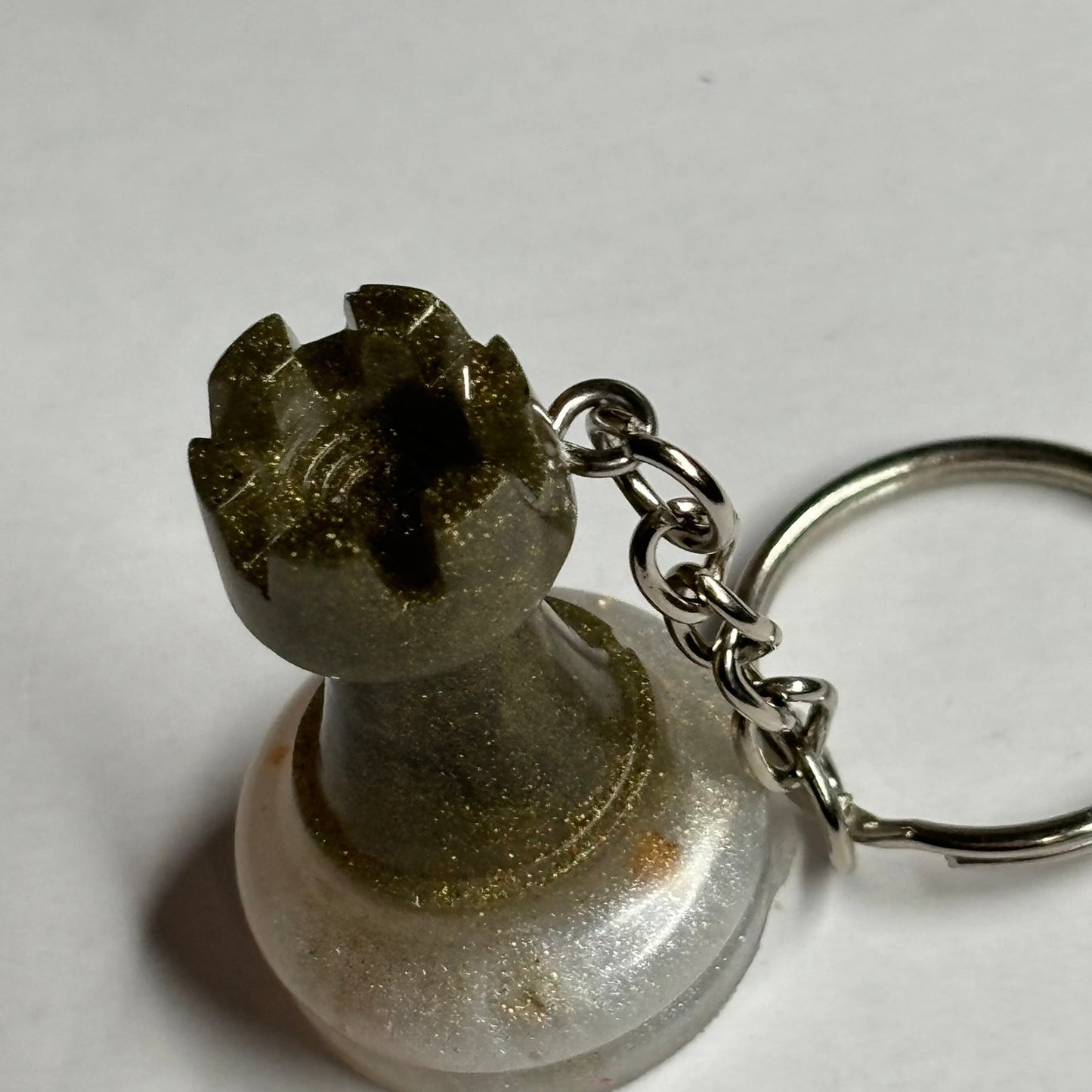 Navy Green Rook - Handmade Resin Keychain