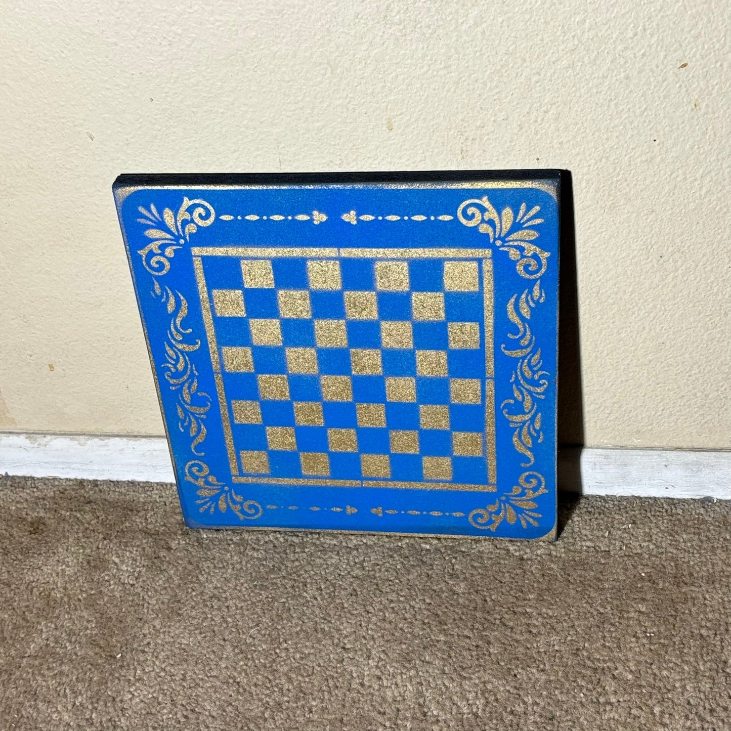 Golden Blue - Painted Chess Board