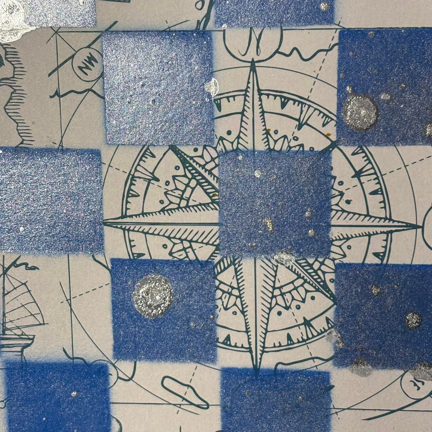 Vintage Blue & White - Scrapbook Chess Board