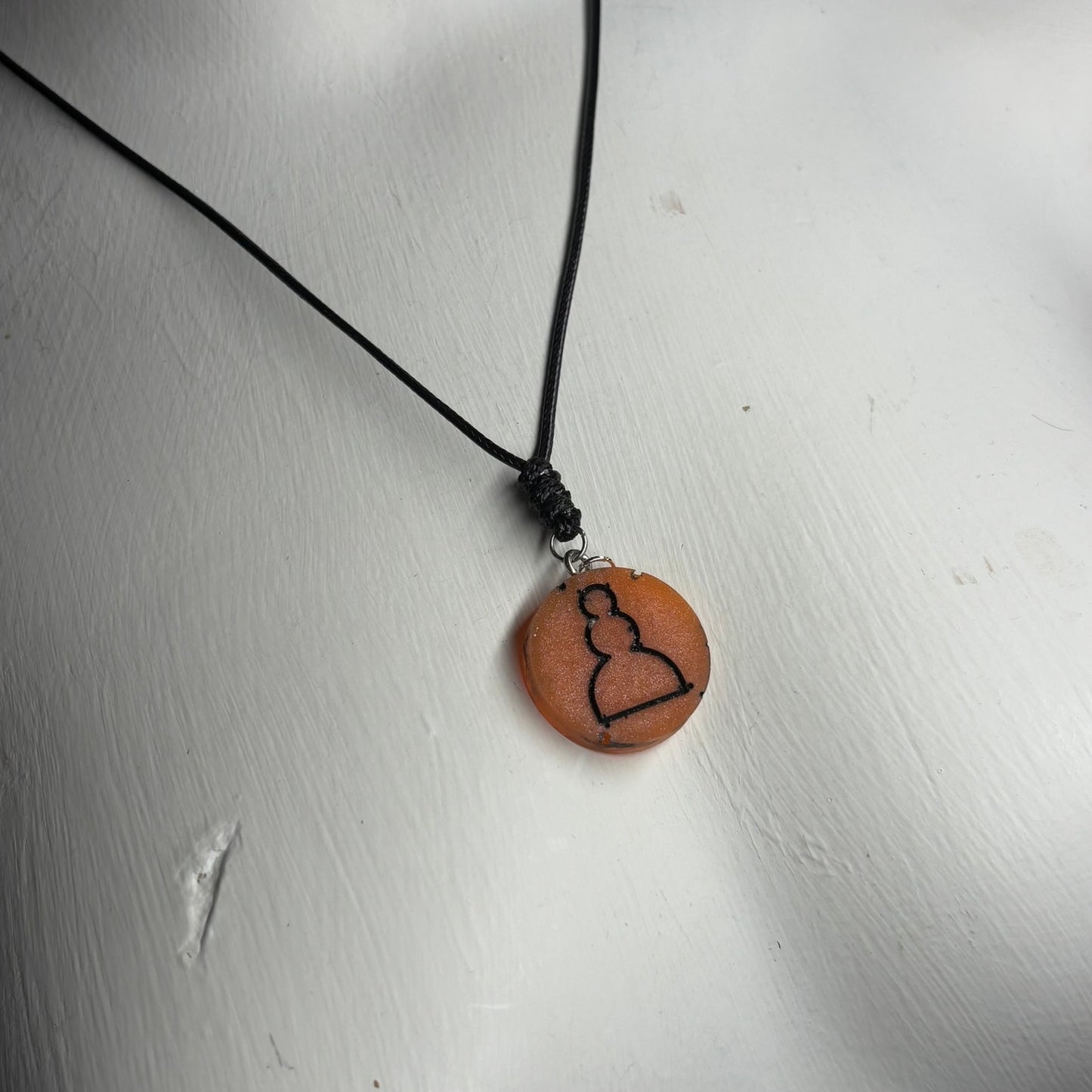 Orange Pawn - Handmade Resin Chess Necklace