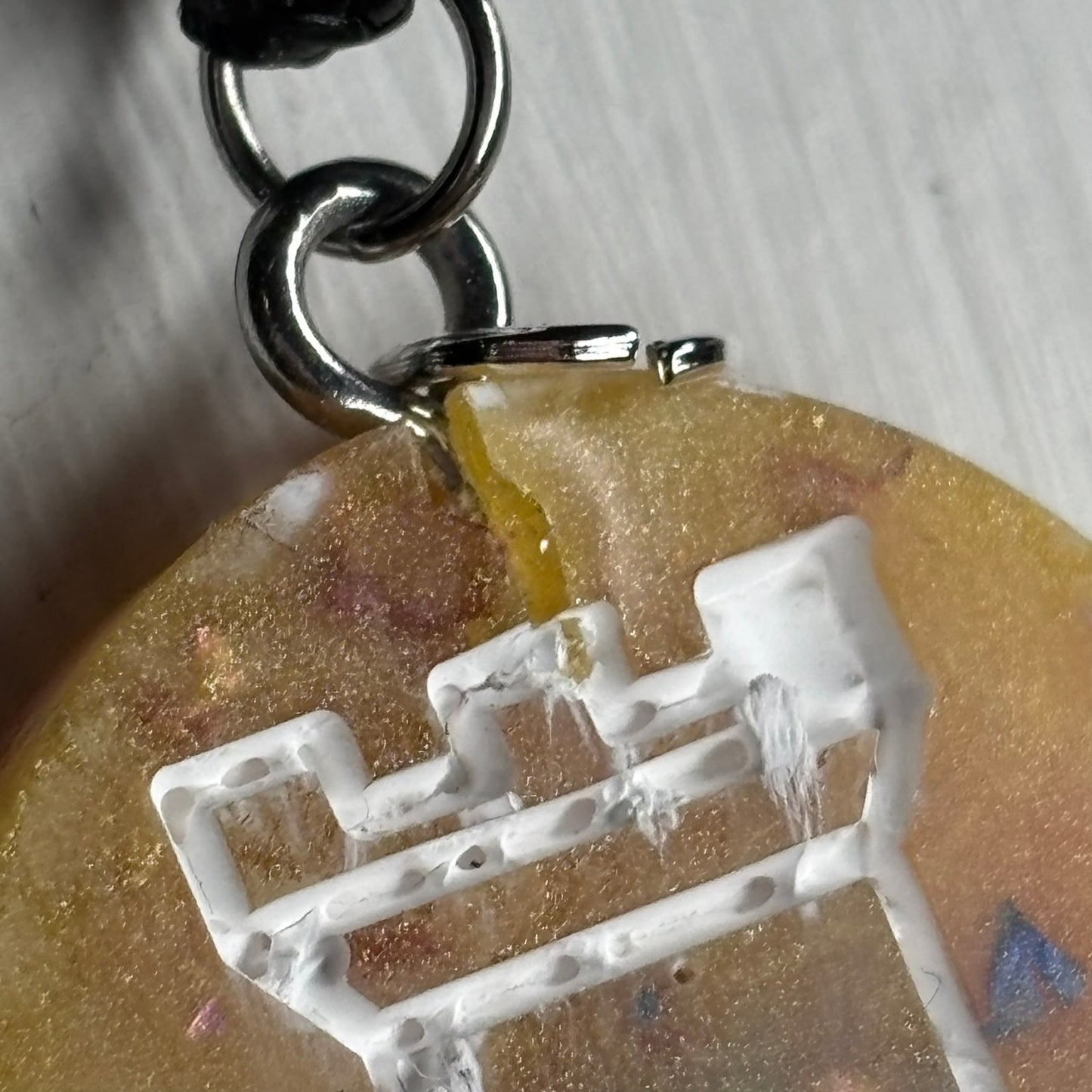 Yellow Crystal Rook - Handmade Resin Chess Necklace