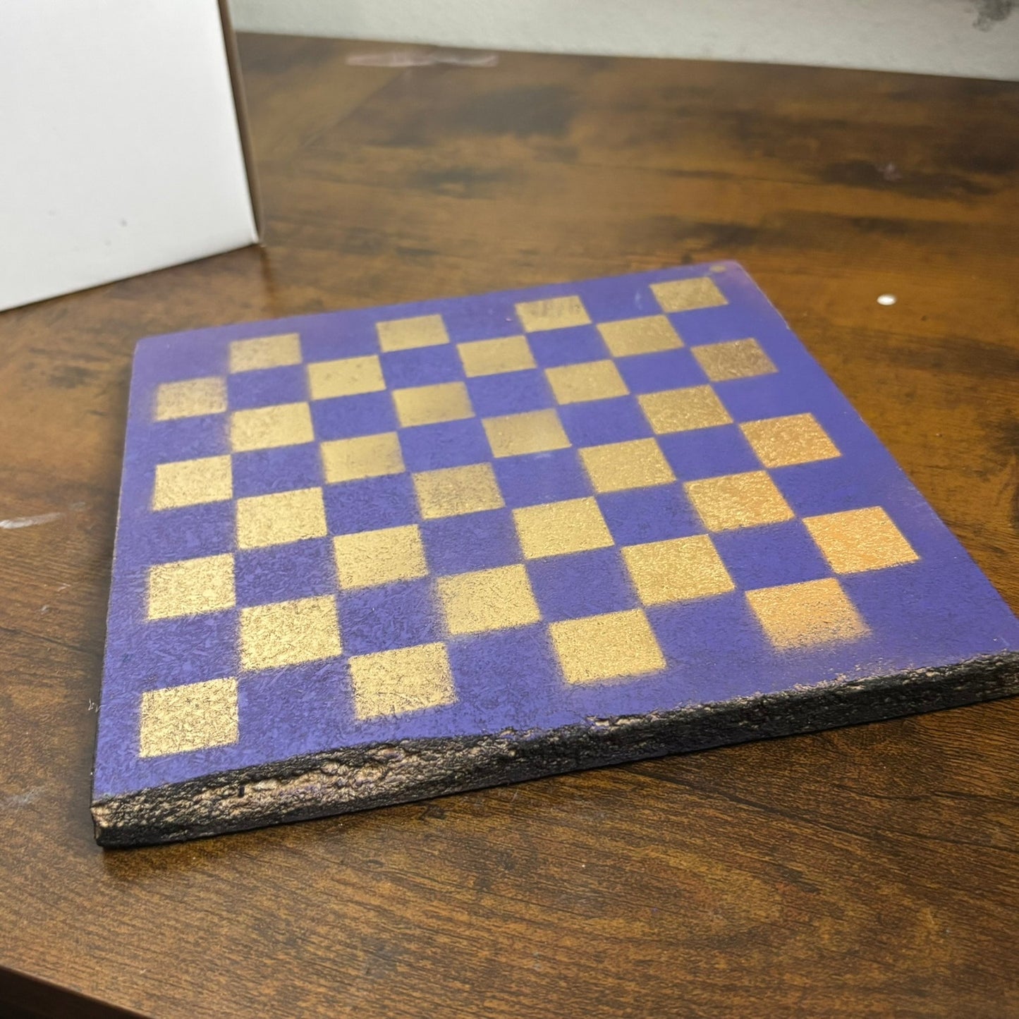 Purple Golden Hue - Painted Double Sided Chess Board