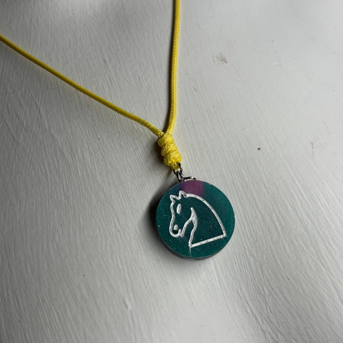 Green Space Knight - Handmade Resin Chess Necklace