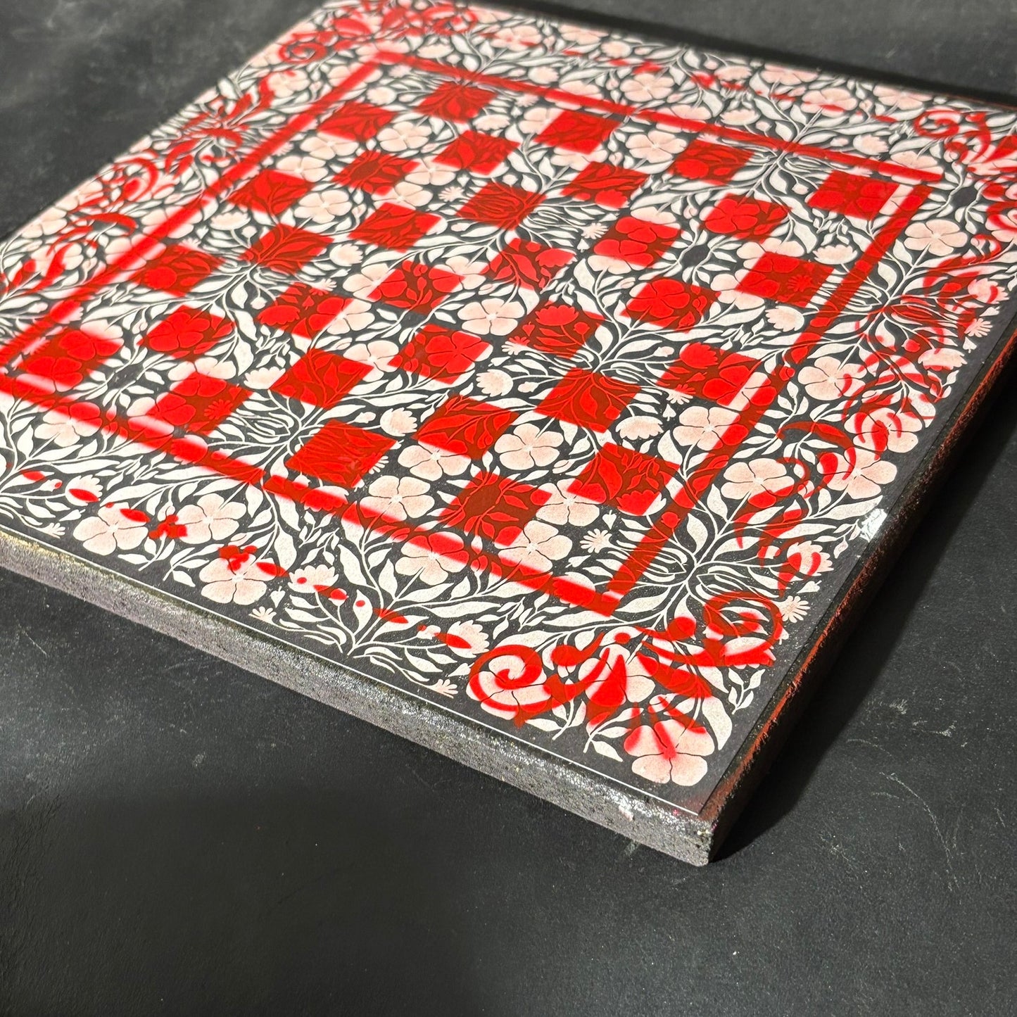 Vintage Red - Scrapbook Chess Board