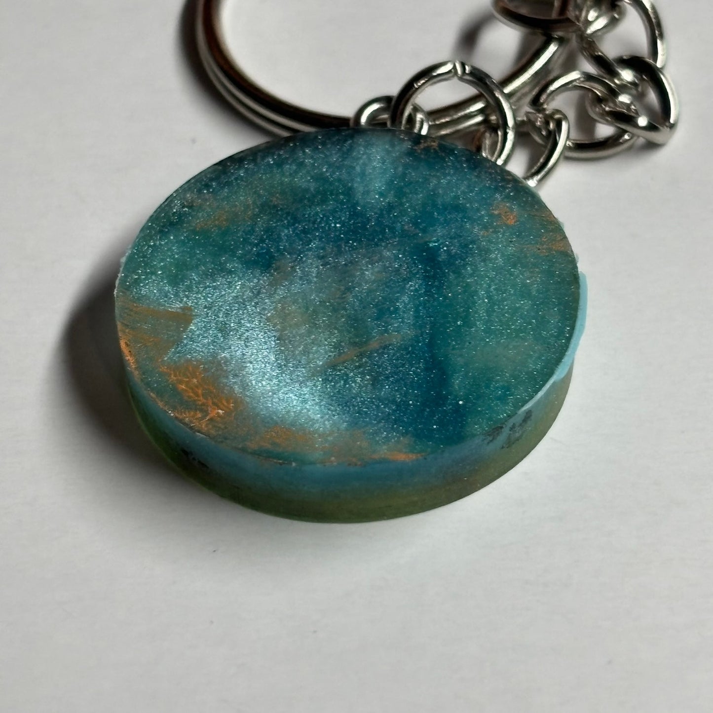 Blue Green Rook - Handmade Resin Keychain - Flat Edition